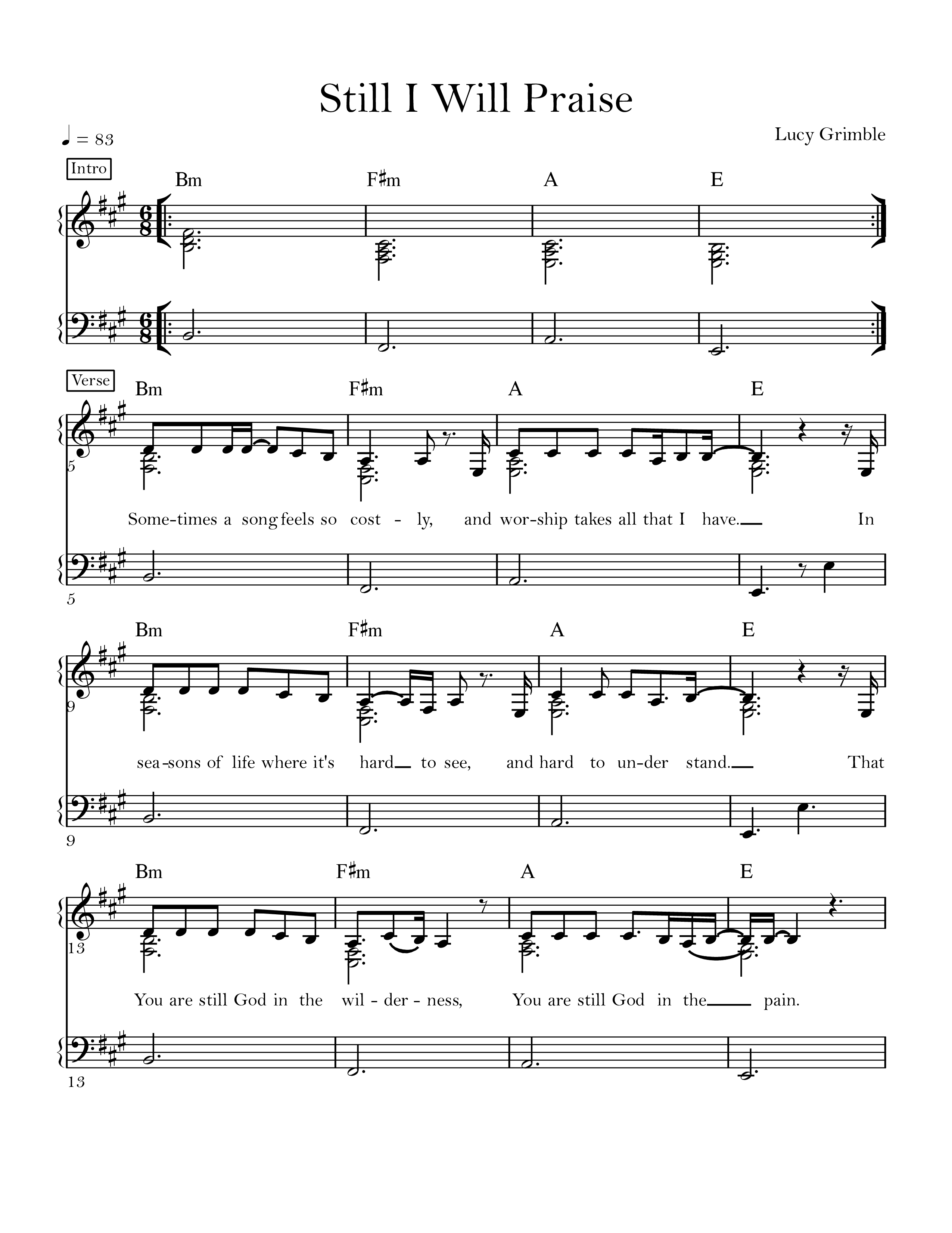Still I Will Praise Piano Sheet (Songs From The Soil / Lucy Grimble)