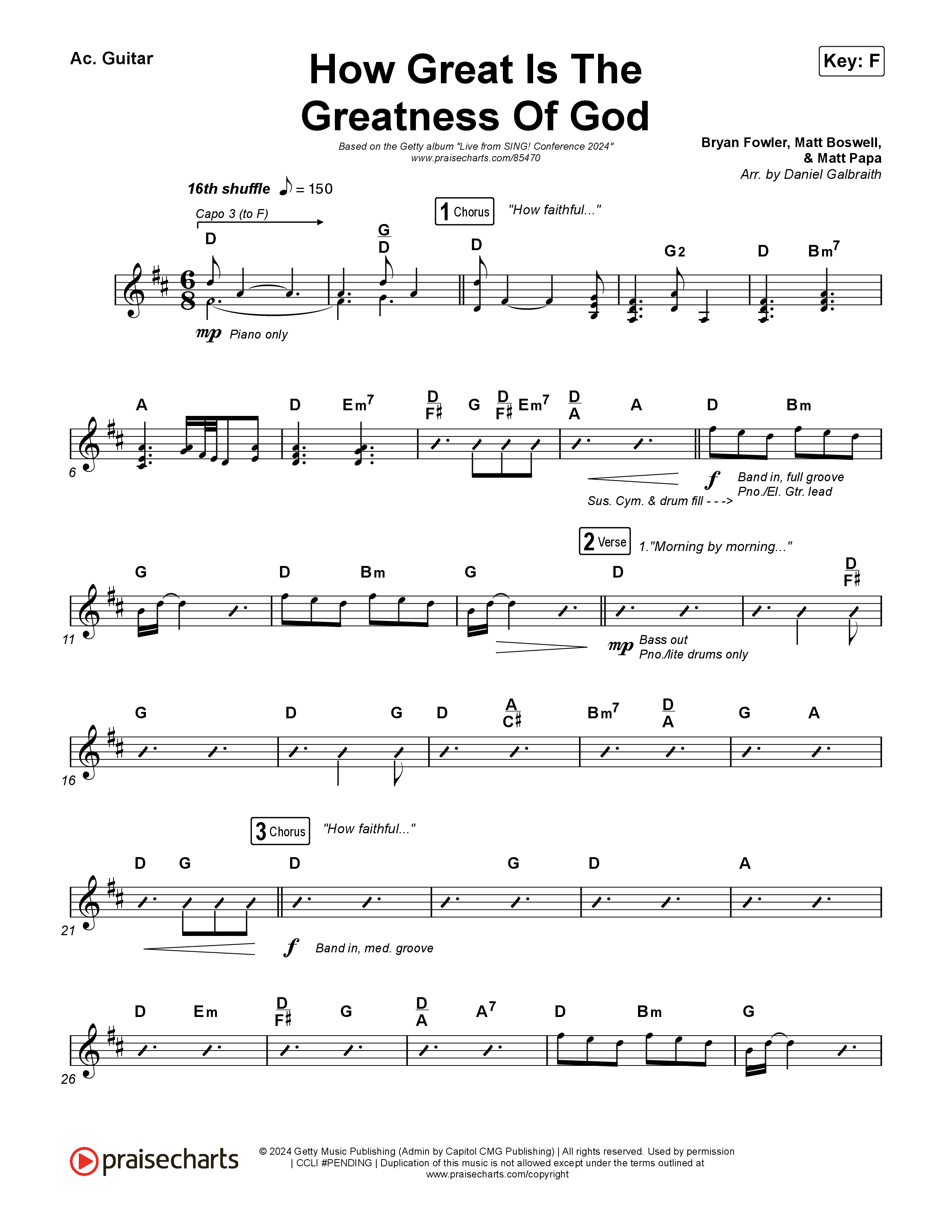 How Great Is The Greatness Of God (Live) Acoustic Guitar (Keith & Kristyn Getty / Matt Boswell / Matt Papa / Bryan Fowler / Sing!)