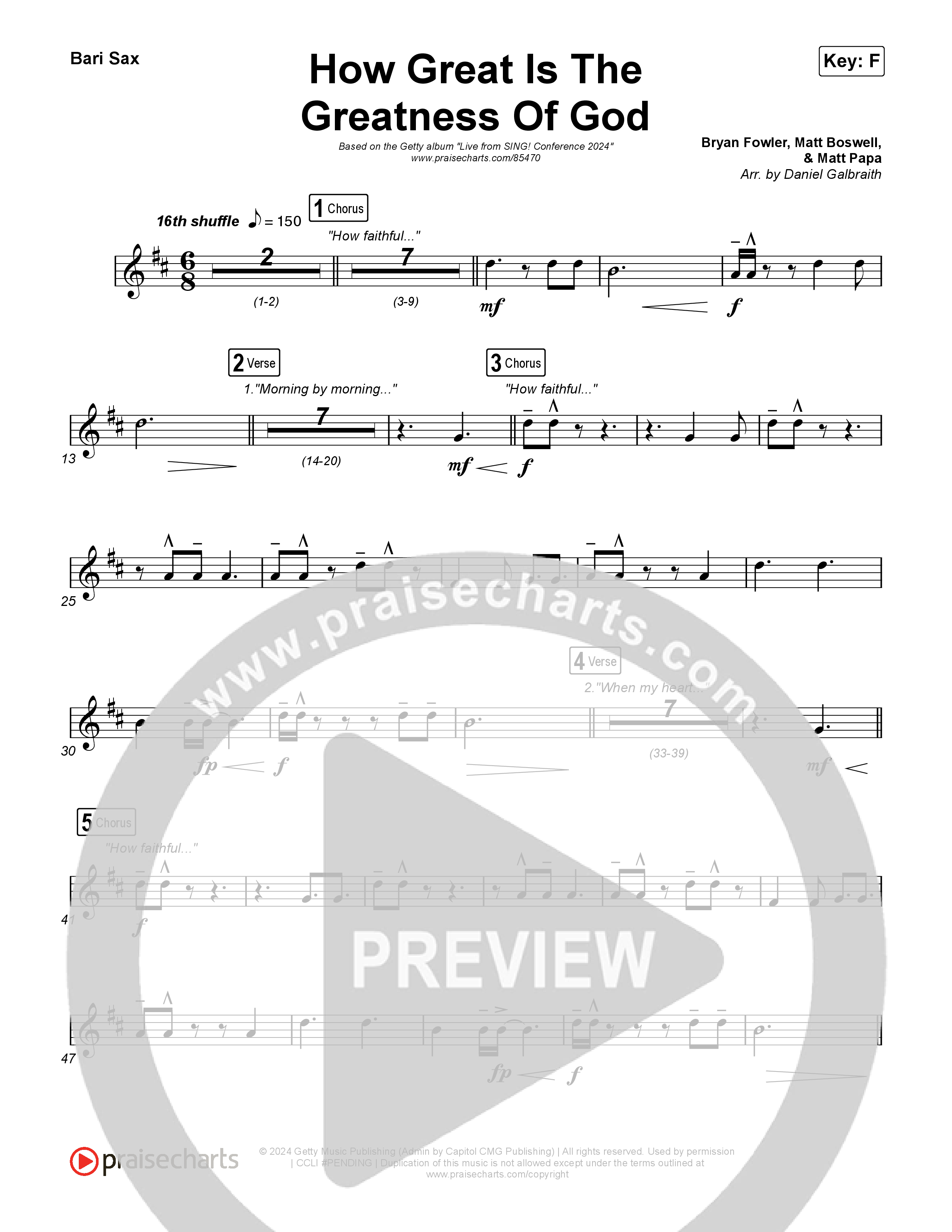 How Great Is The Greatness Of God (Live) Bari Sax (Keith & Kristyn Getty / Matt Boswell / Matt Papa / Bryan Fowler / Sing!)