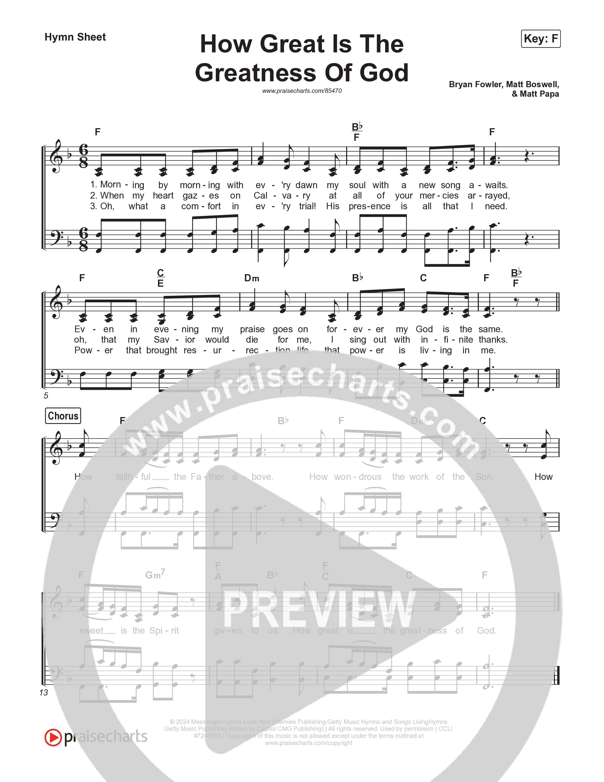 How Great Is The Greatness Of God (Live) Hymn Sheet (Keith & Kristyn Getty / Matt Boswell / Matt Papa / Bryan Fowler / Sing!)