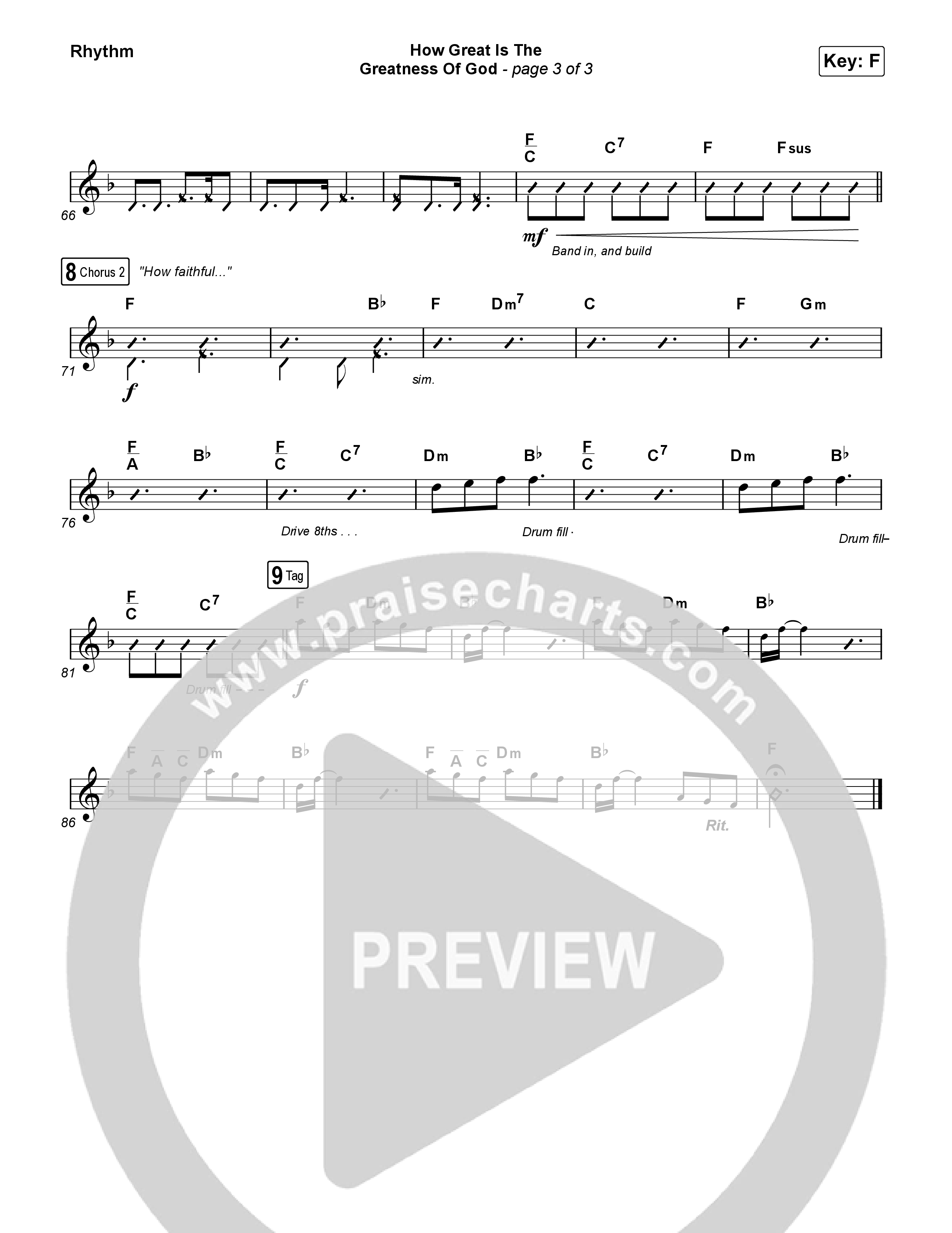 How Great Is The Greatness Of God (Live) Rhythm Chart (Keith & Kristyn Getty / Matt Boswell / Matt Papa / Bryan Fowler / Sing!)