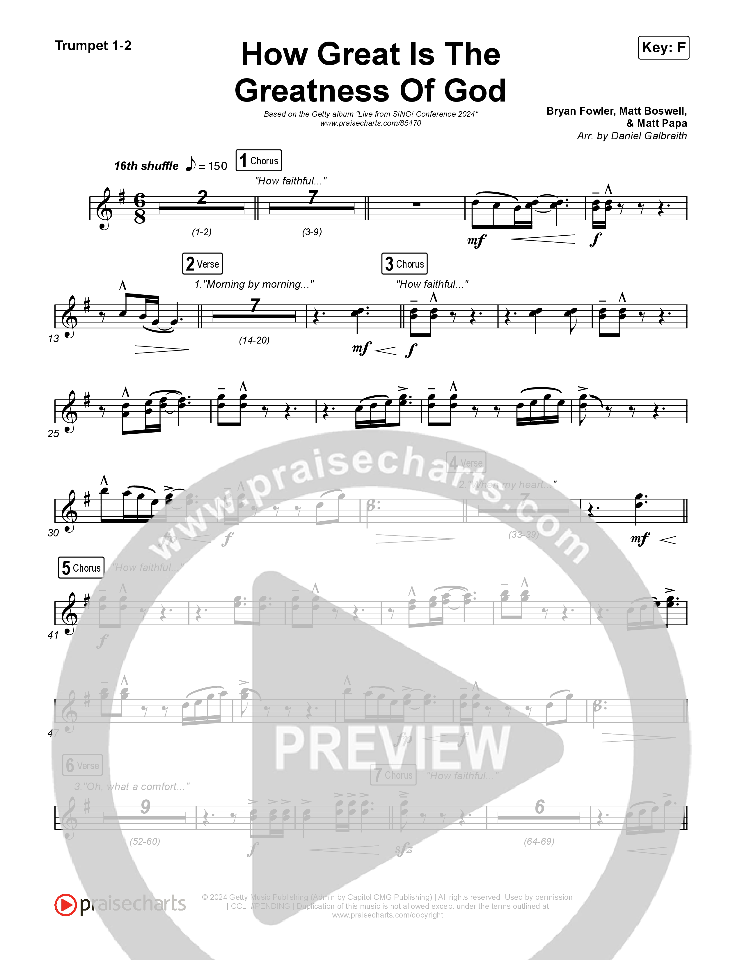 How Great Is The Greatness Of God (Live) Trumpet 1,2 (Keith & Kristyn Getty / Matt Boswell / Matt Papa / Bryan Fowler / Sing!)