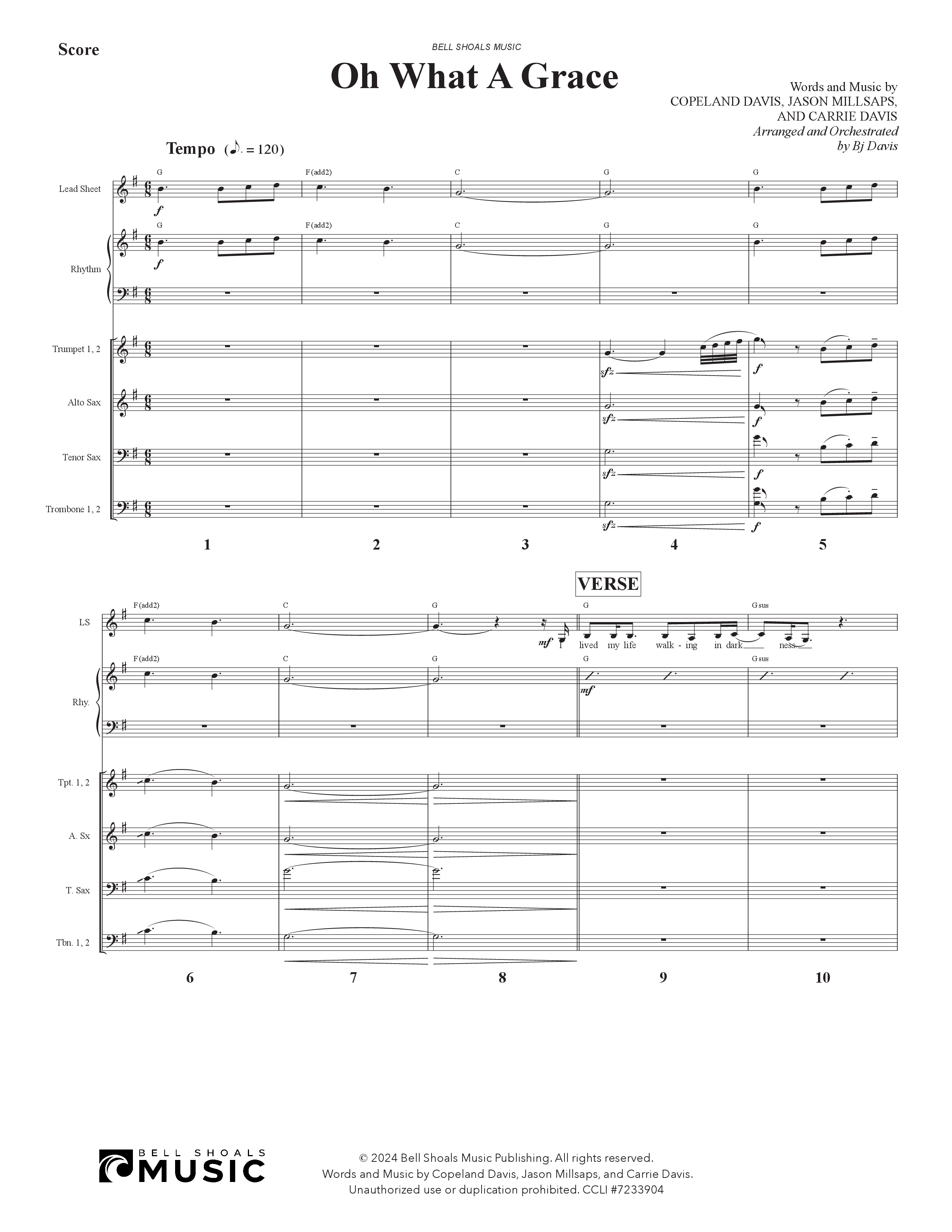 Oh What A Grace Orchestration (Arr. BJ Davis / Bell Shoals Music)