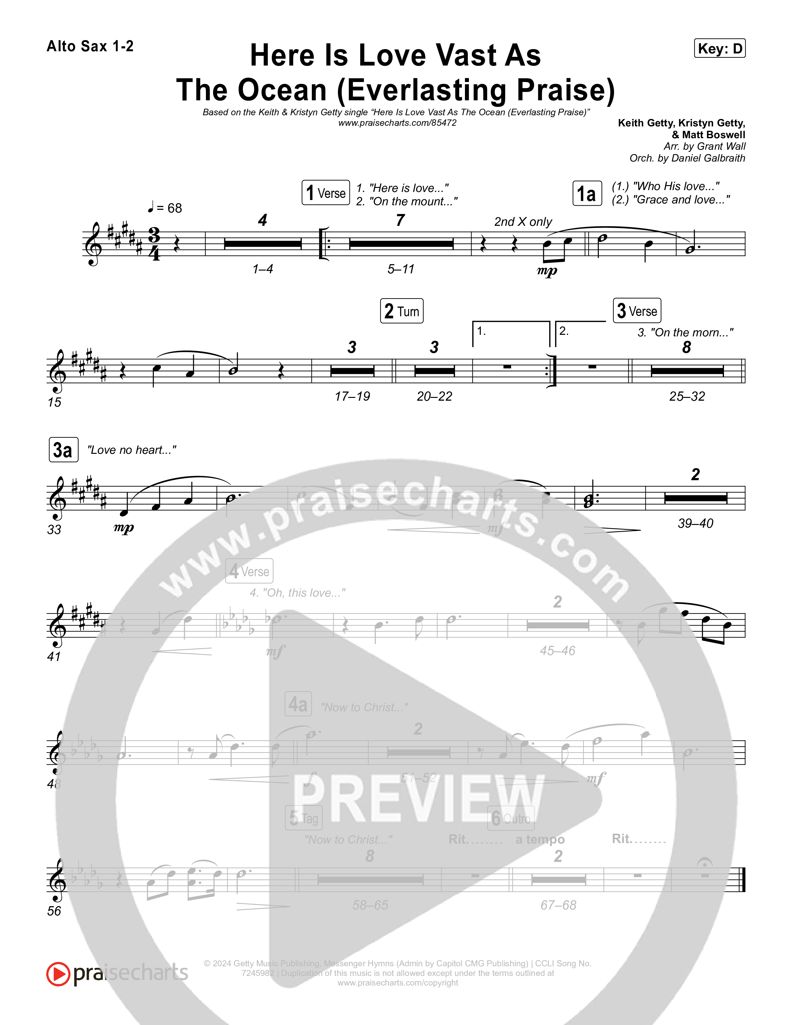 Here Is Love Vast As The Ocean (Everlasting Praise) Sax Pack (Keith & Kristyn Getty / Sandra McCracken / Sing!)