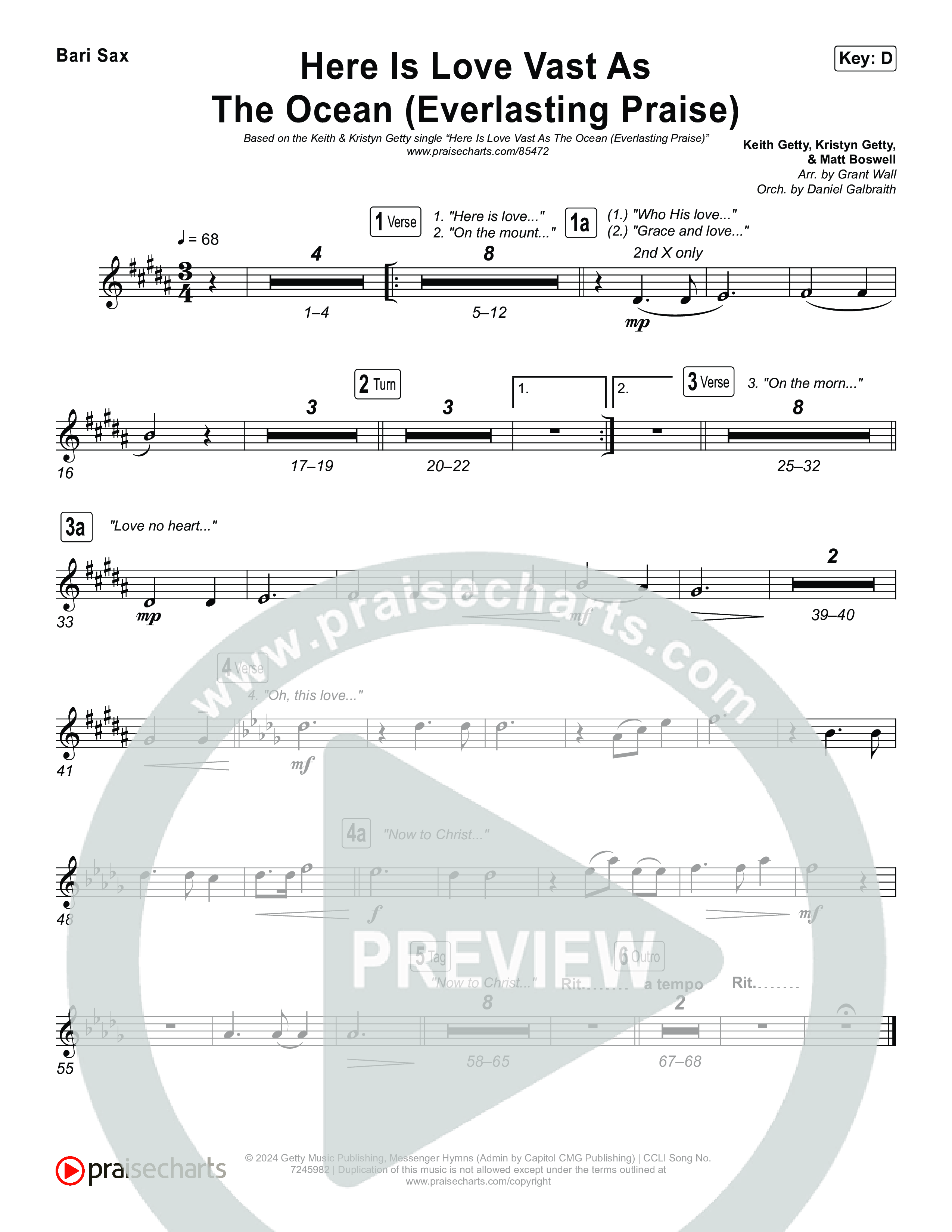 Here Is Love Vast As The Ocean (Everlasting Praise) Bari Sax (Keith & Kristyn Getty / Sandra McCracken / Sing!)