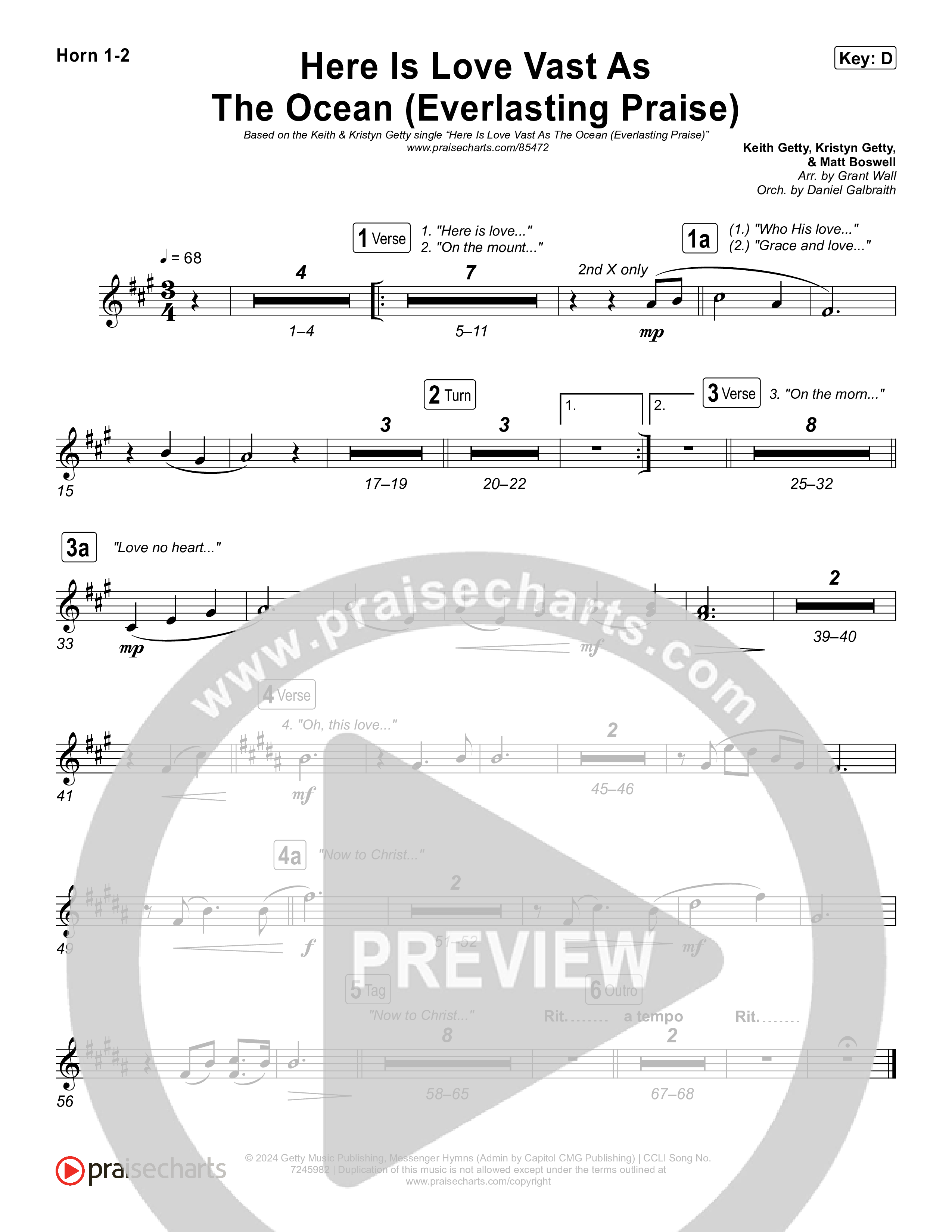 Here Is Love Vast As The Ocean (Everlasting Praise) French Horn 1,2 (Keith & Kristyn Getty / Sandra McCracken / Sing!)