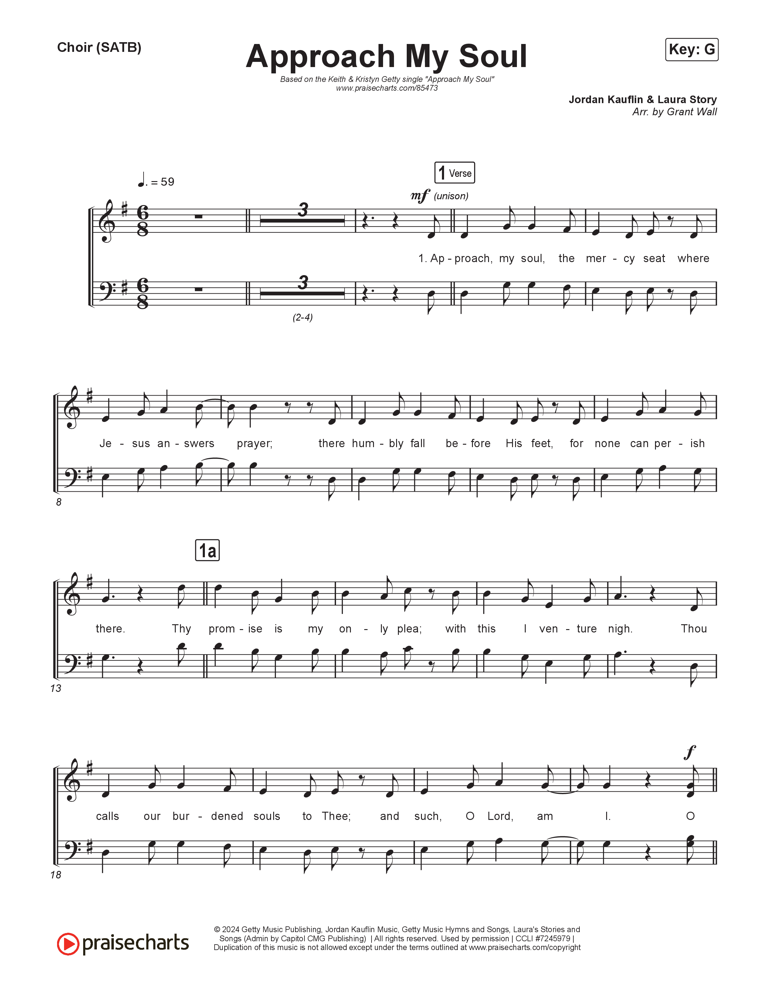 Approach My Soul Choir Sheet (SATB) (Keith & Kristyn Getty / Sing!)