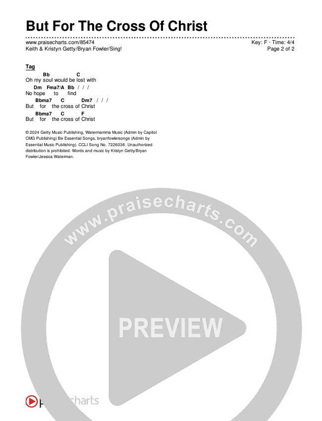 But For The Cross Of Christ Chords & Lyrics (Keith & Kristyn Getty / Bryan Fowler / Sing!)