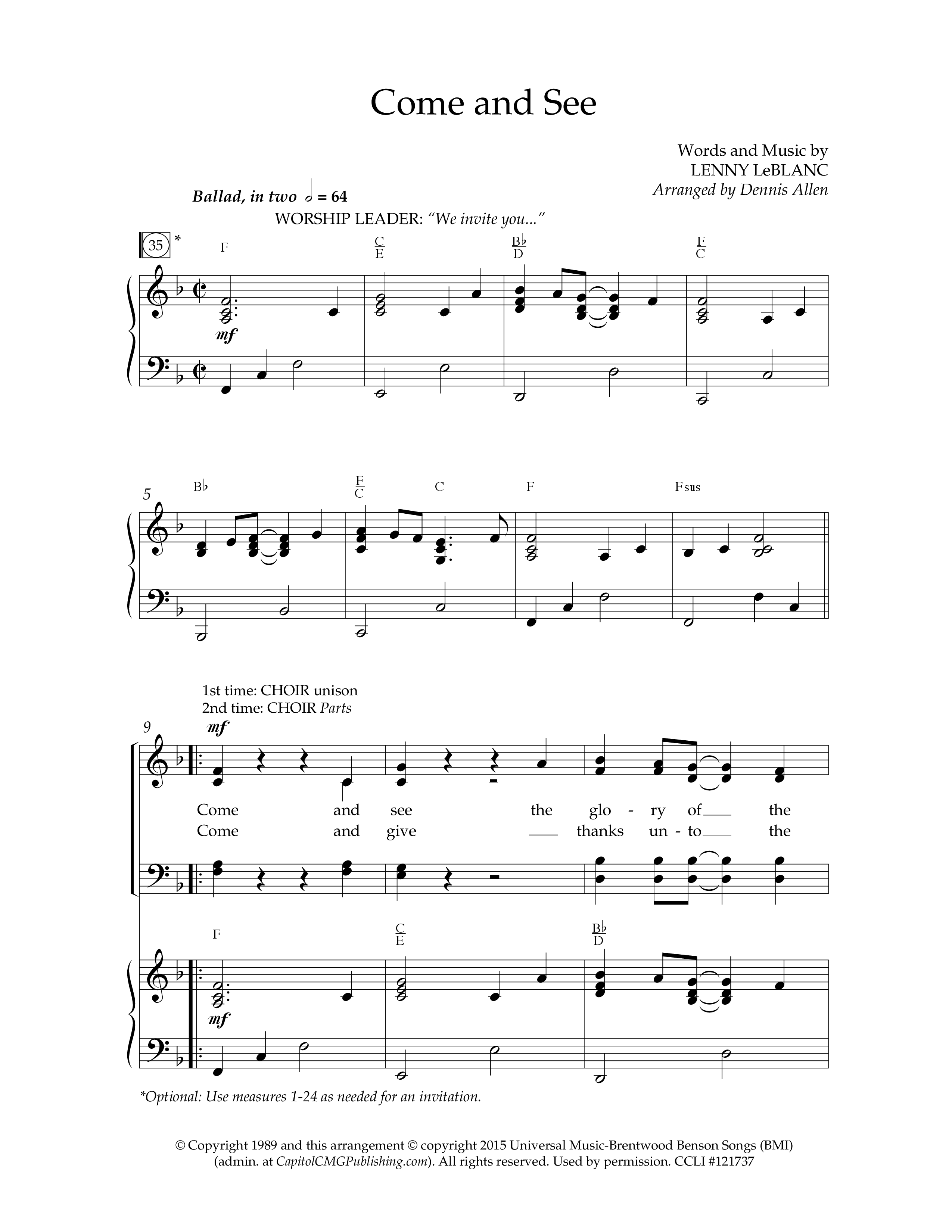 Come And See (with Finale: Christmas Angels) (Choral Anthem SATB) Anthem (SATB/Piano) (Lifeway Choral / Arr. Dennis Allen)