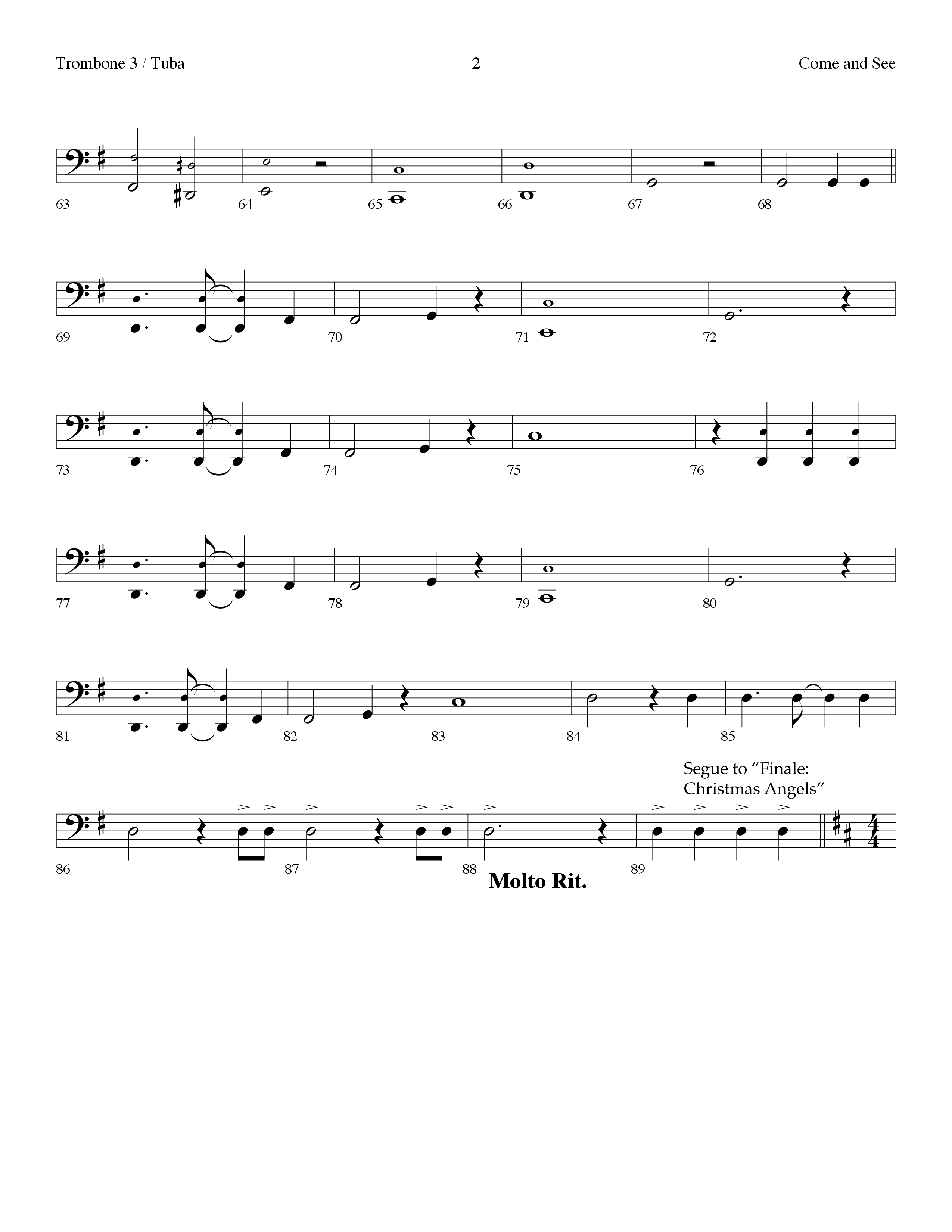 Come And See (with Finale: Christmas Angels) (Choral Anthem SATB) Trombone 3/Tuba (Lifeway Choral / Arr. Dennis Allen)