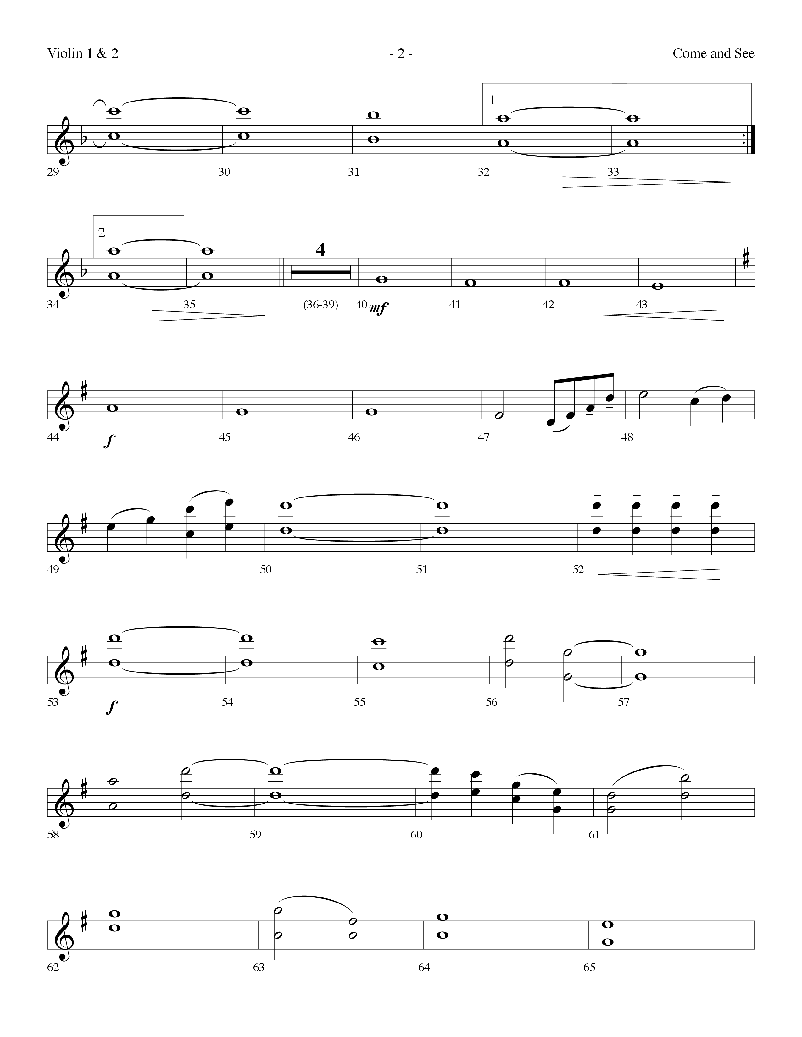 Come And See (with Finale: Christmas Angels) (Choral Anthem SATB) Violin 1/2 (Lifeway Choral / Arr. Dennis Allen)