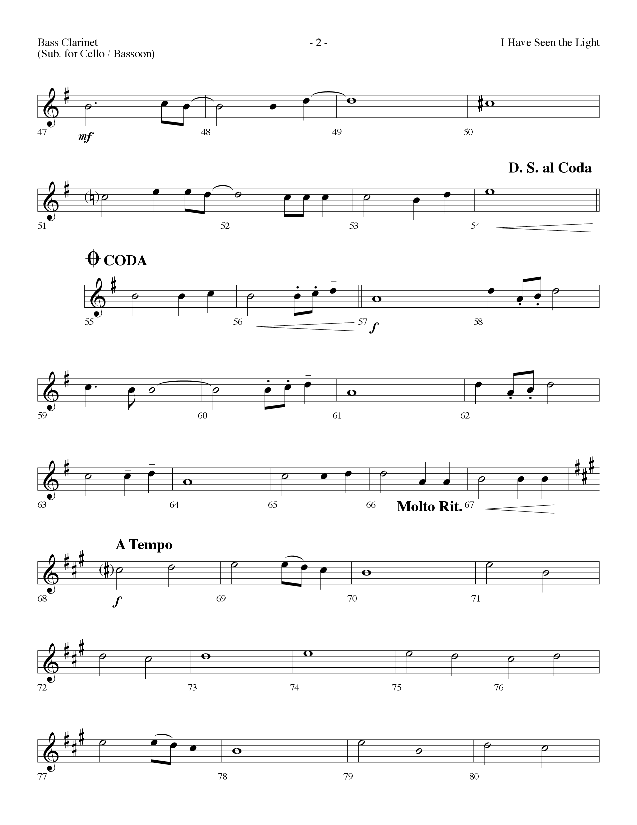 I Have Seen The Light (Choral Anthem SATB) Bass Clarinet (Lifeway Choral / Arr. Dennis Allen)
