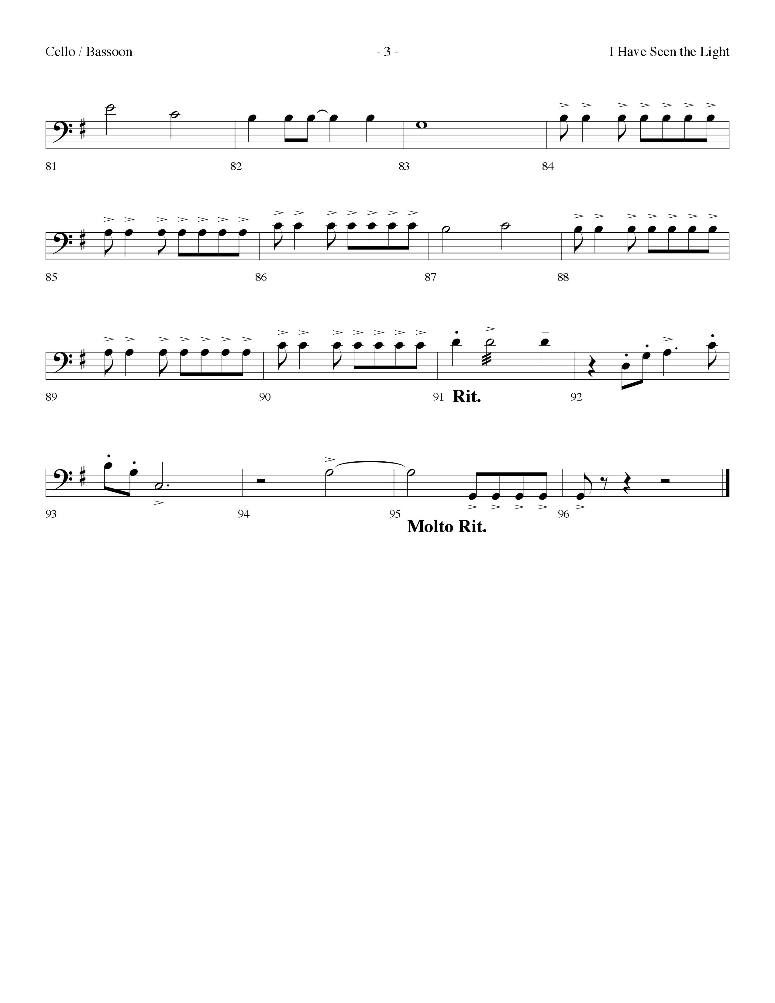 I Have Seen The Light (Choral Anthem SATB) Cello (Lifeway Choral / Arr. Dennis Allen)