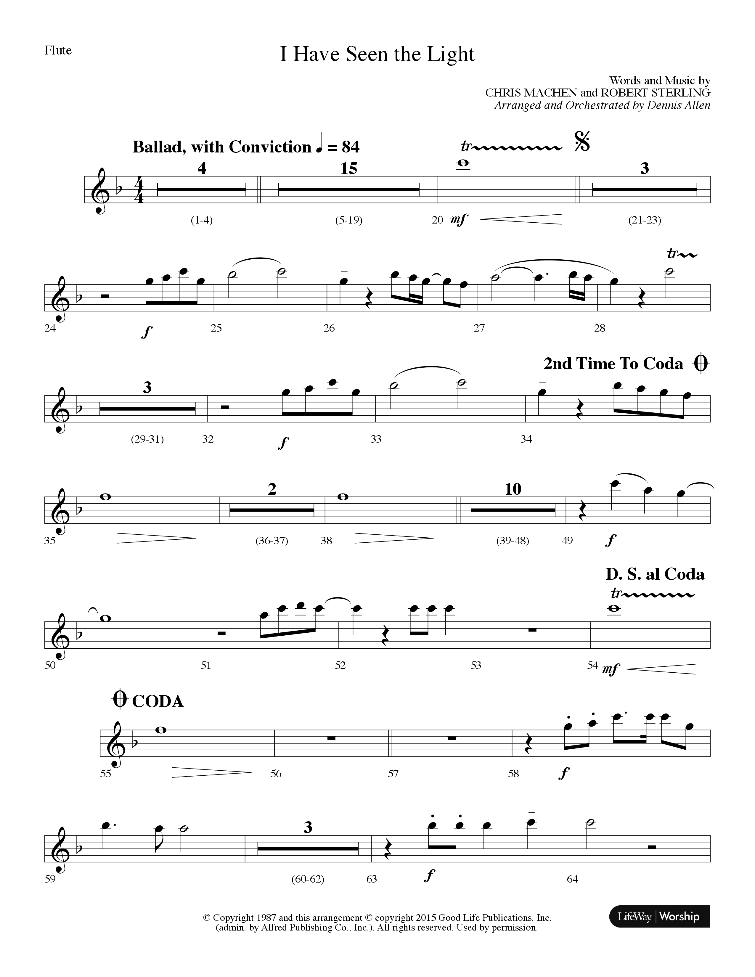 I Have Seen The Light (Choral Anthem SATB) Flute (Lifeway Choral / Arr. Dennis Allen)