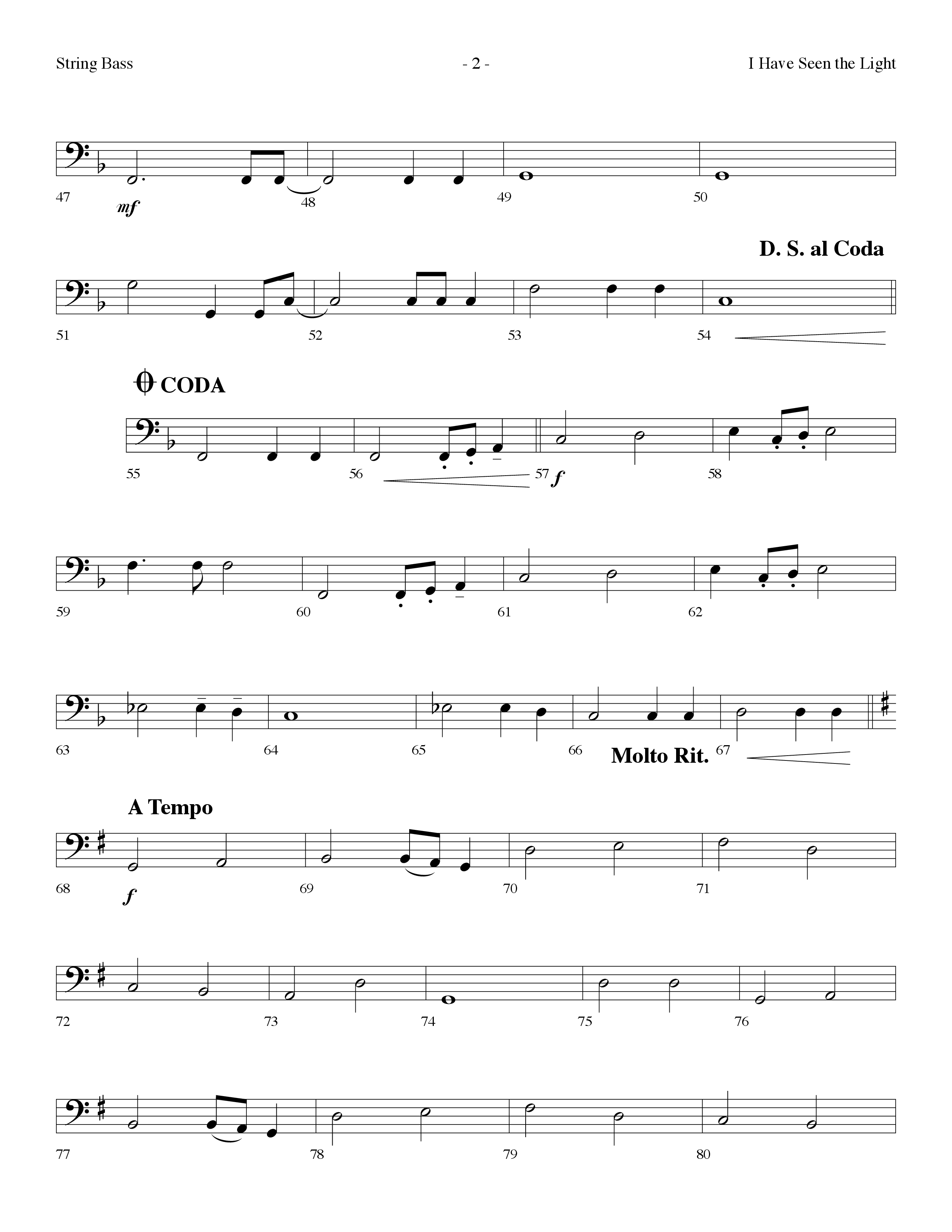 I Have Seen The Light (Choral Anthem SATB) String Bass (Lifeway Choral / Arr. Dennis Allen)