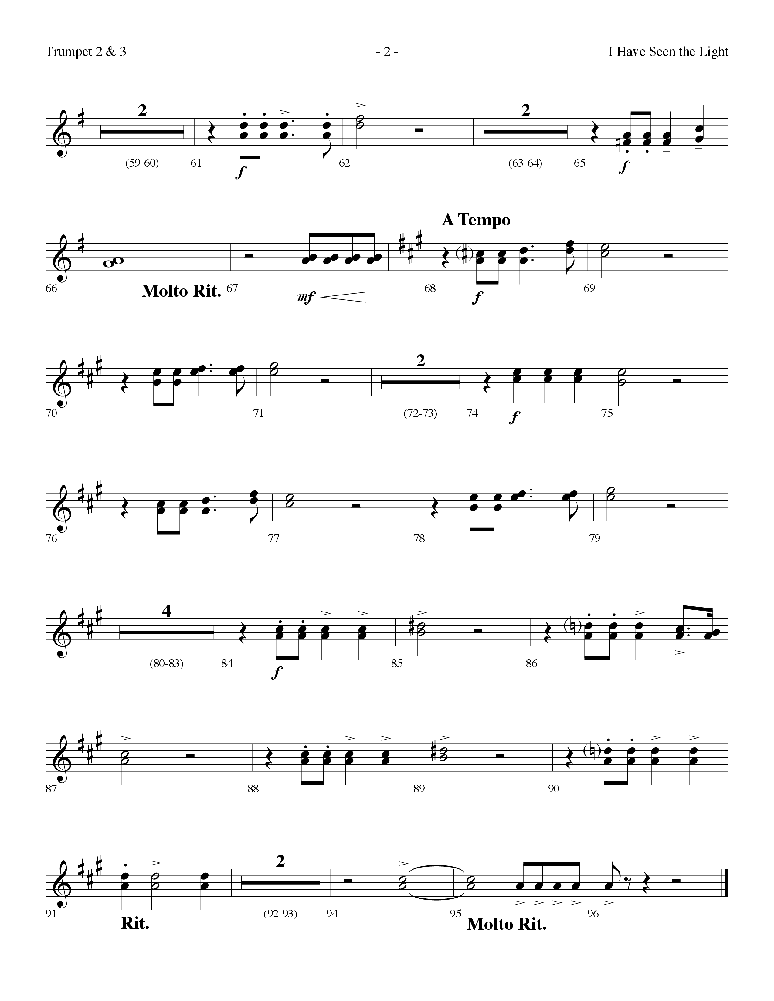 I Have Seen The Light (Choral Anthem SATB) Trumpet 2/3 (Lifeway Choral / Arr. Dennis Allen)