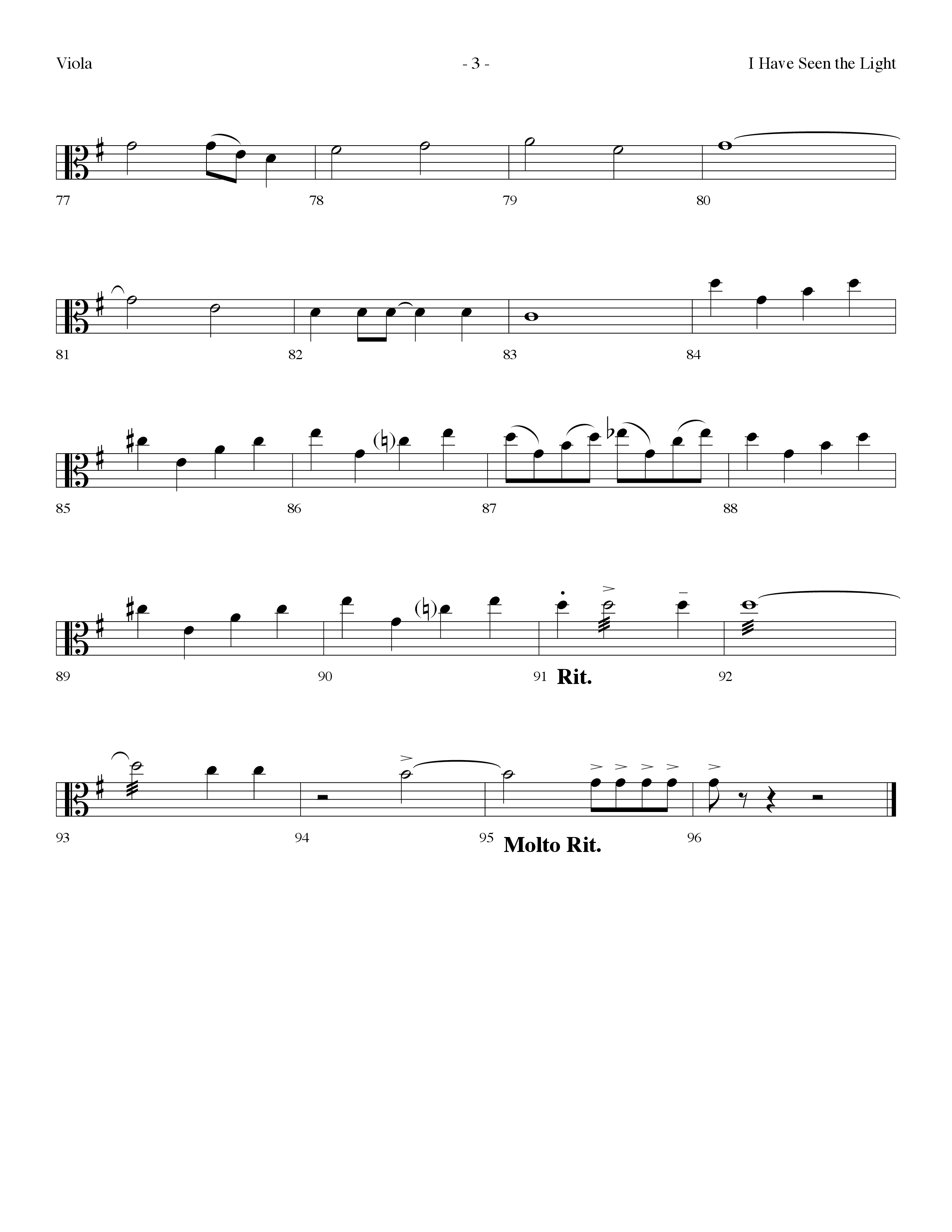 I Have Seen The Light (Choral Anthem SATB) Viola (Lifeway Choral / Arr. Dennis Allen)