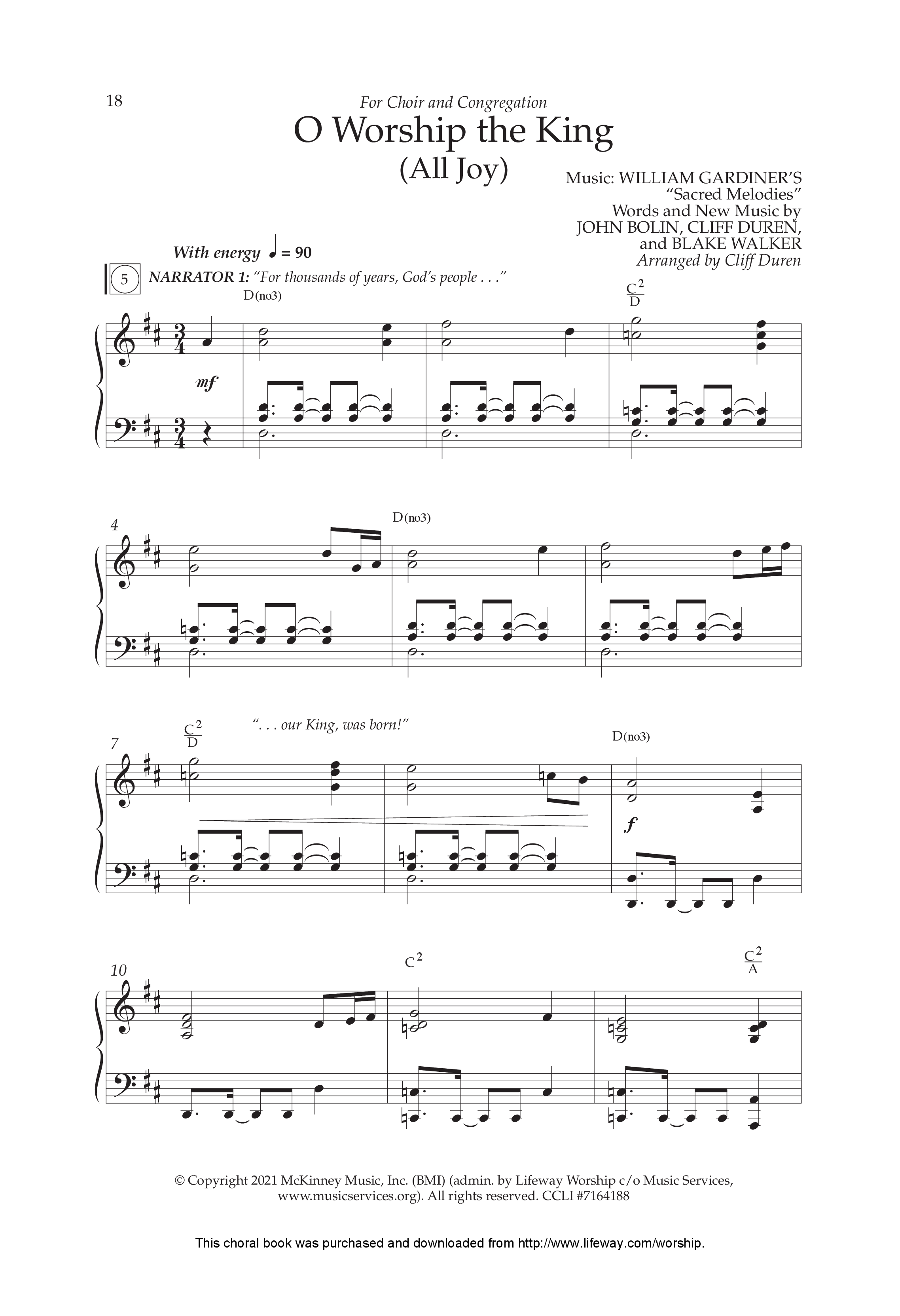 O Worship The King (All Joy) (Choral Anthem SATB) Anthem (SATB/Piano) (Lifeway Choral / Arr. Cliff Duren)