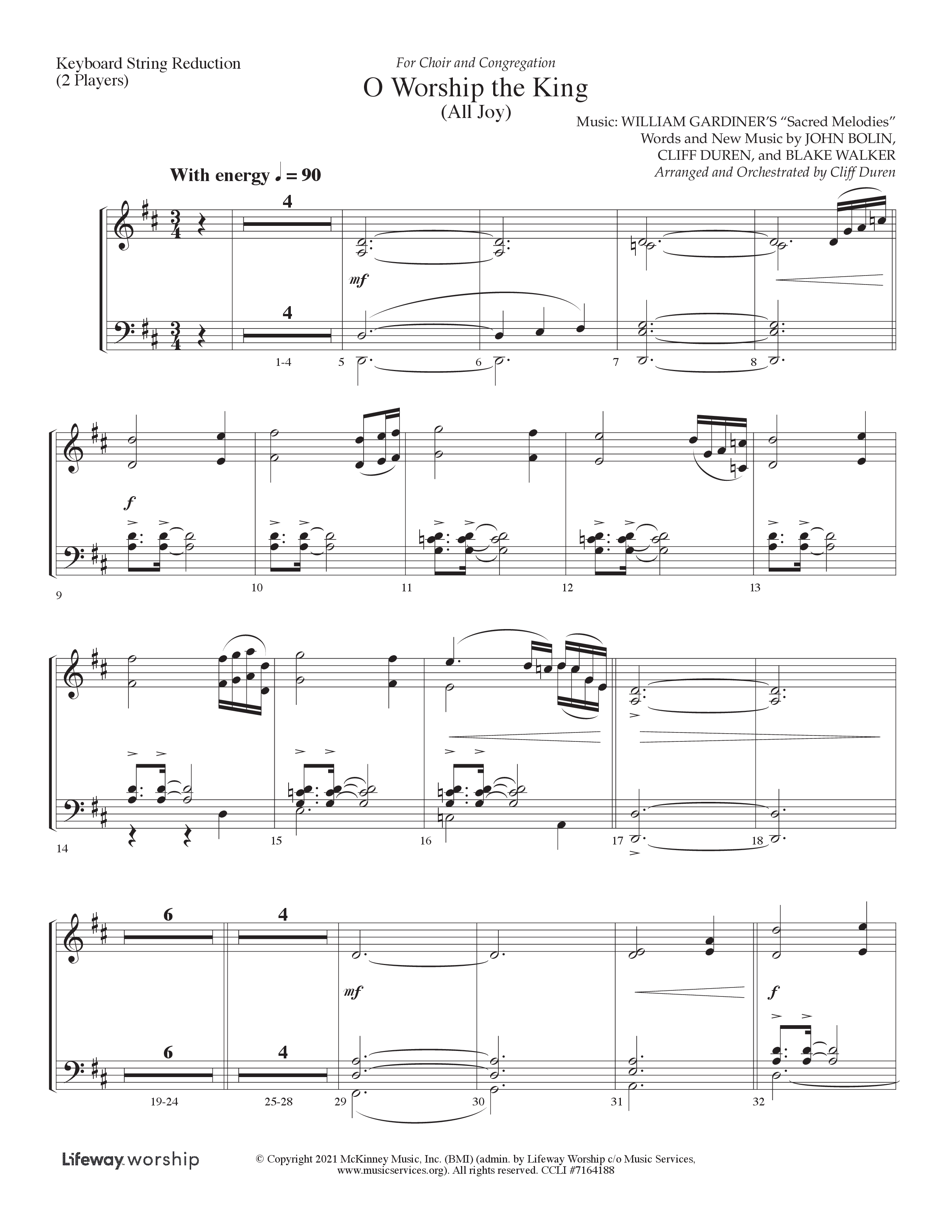 O Worship The King (All Joy) (Choral Anthem SATB) String Reduction (Lifeway Choral / Arr. Cliff Duren)