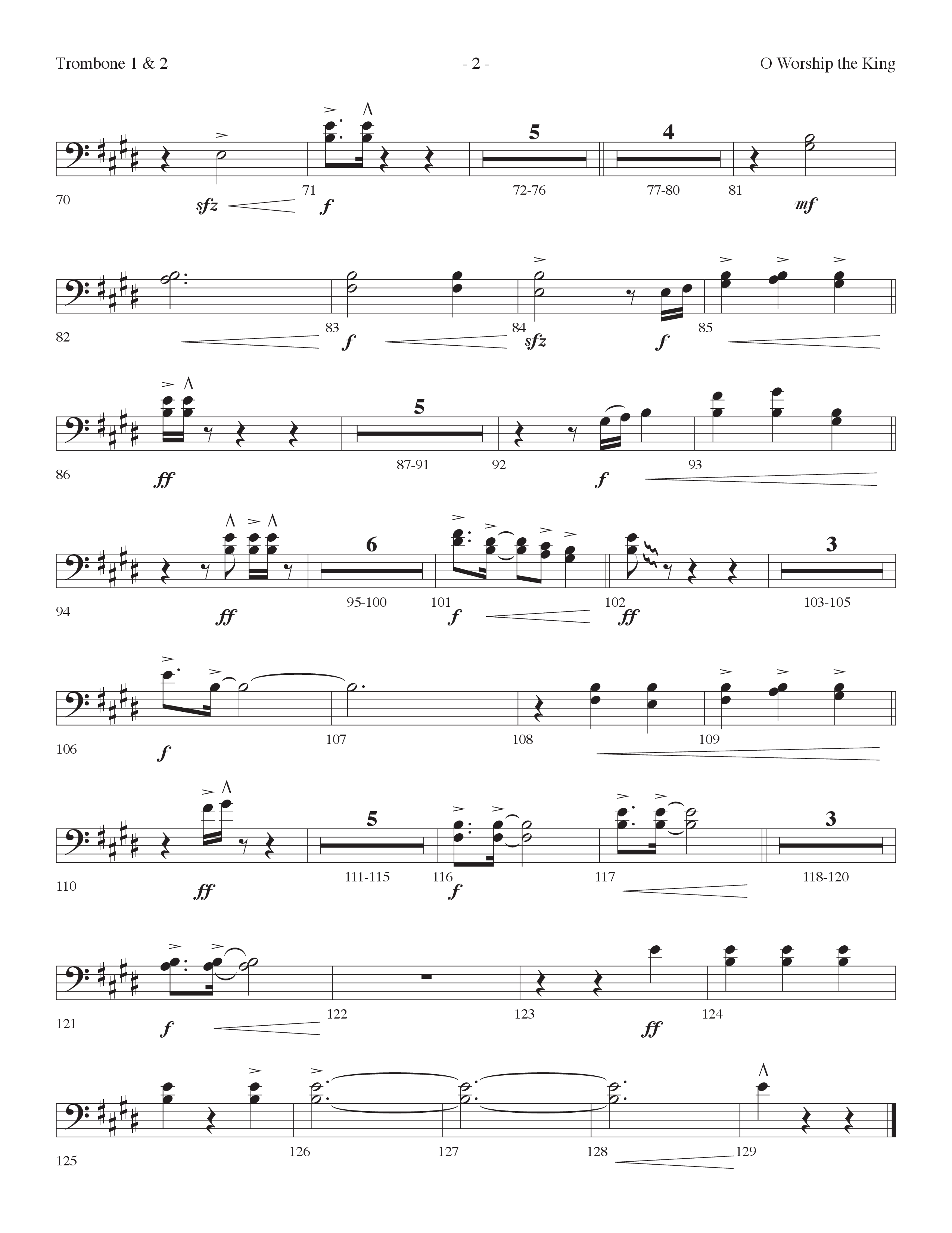 O Worship The King (All Joy) (Choral Anthem SATB) Trombone 1/2 (Lifeway Choral / Arr. Cliff Duren)