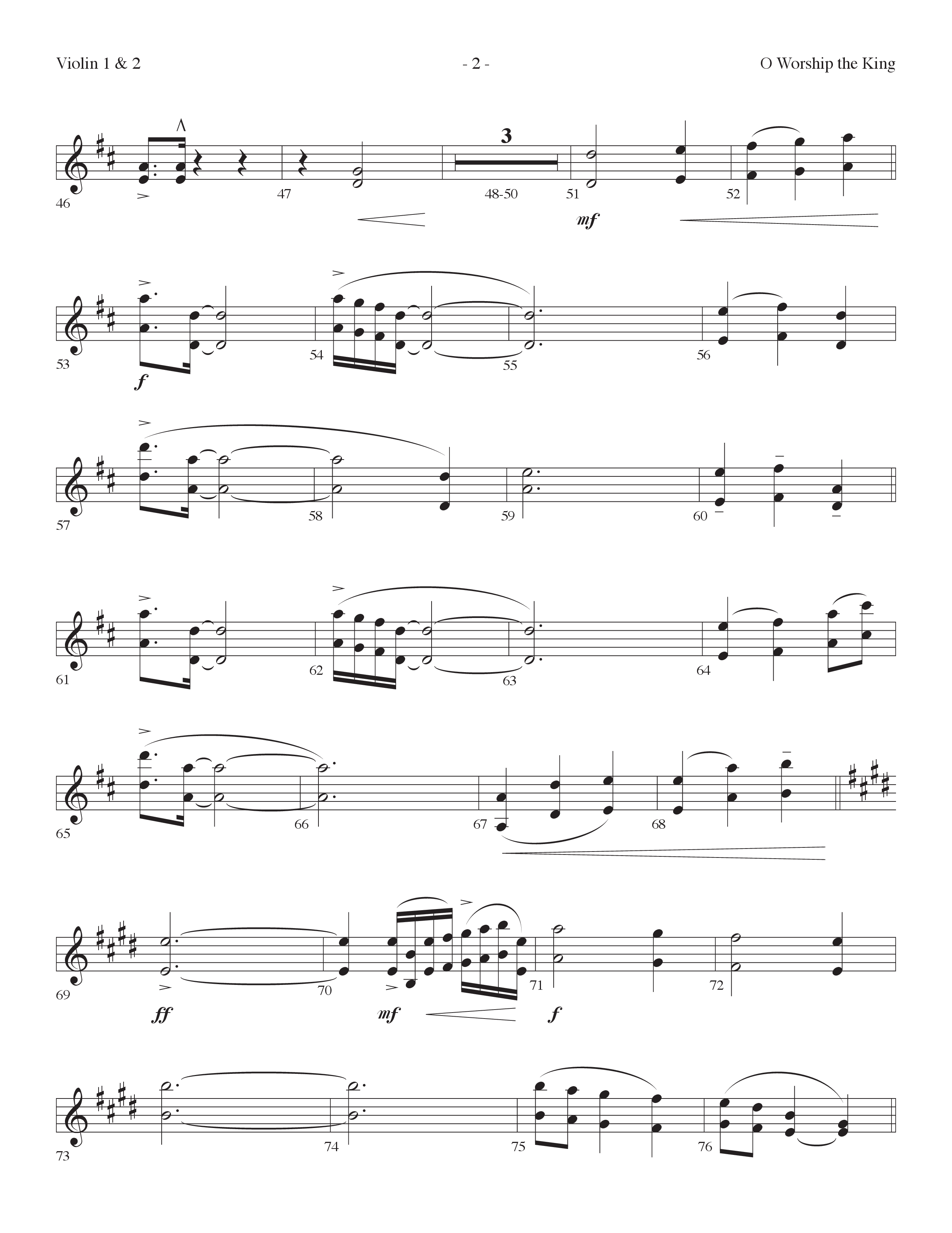 O Worship The King (All Joy) (Choral Anthem SATB) Violin 1/2 (Lifeway Choral / Arr. Cliff Duren)