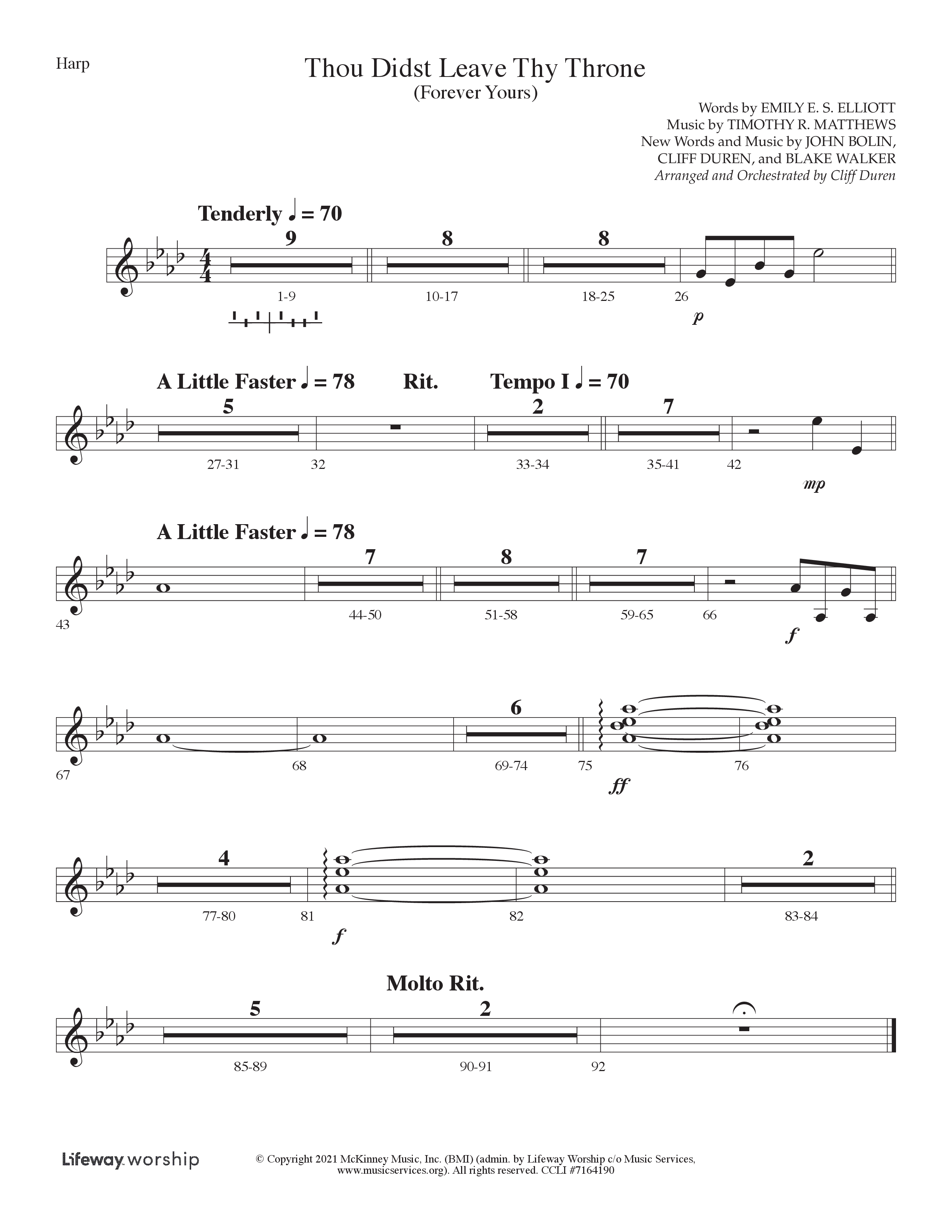 Thou Didst Leave Thy Throne (Forever Yours) (Choral Anthem SATB) Harp (Lifeway Choral / Arr. Cliff Duren)