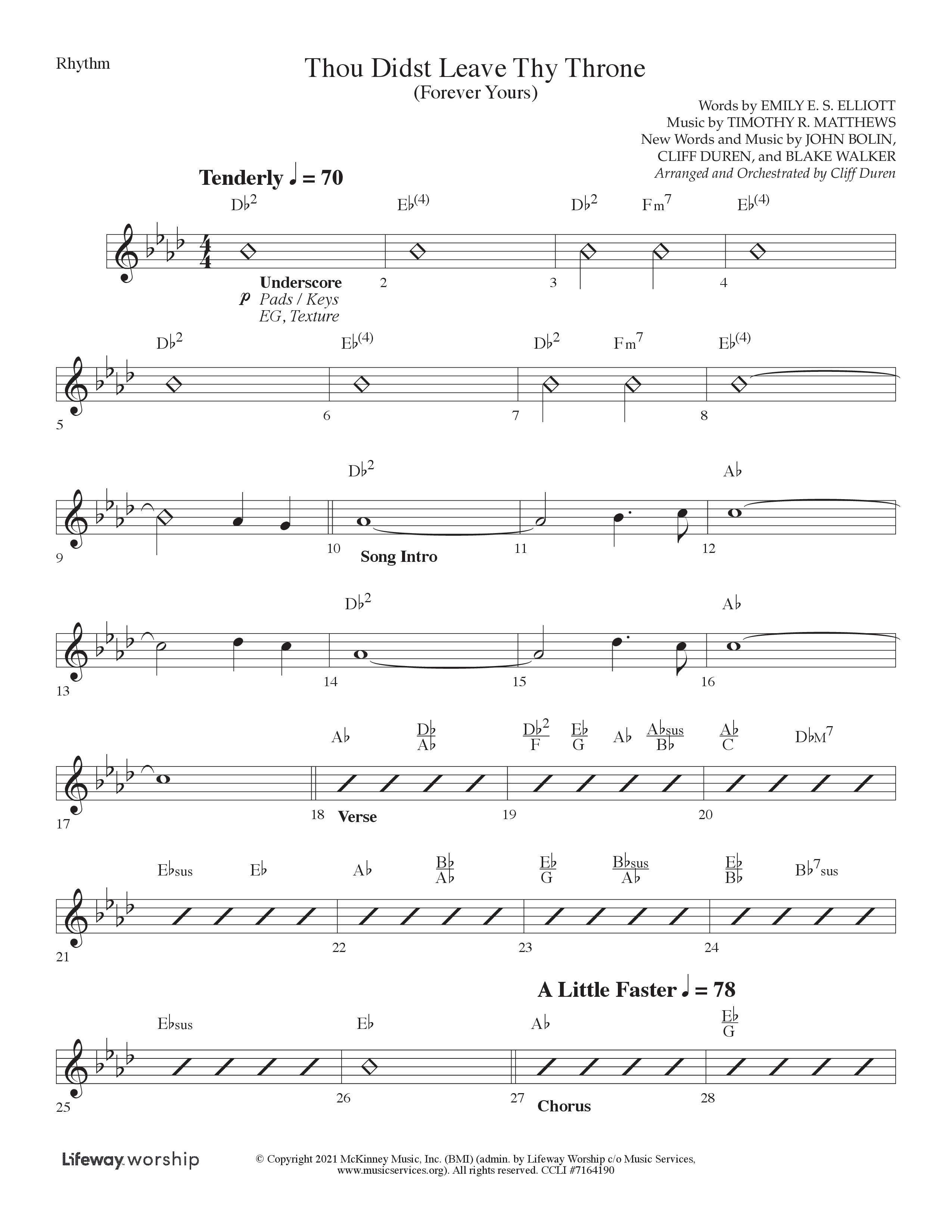 Thou Didst Leave Thy Throne (Forever Yours) (Choral Anthem SATB) Lead Melody & Rhythm (Lifeway Choral / Arr. Cliff Duren)