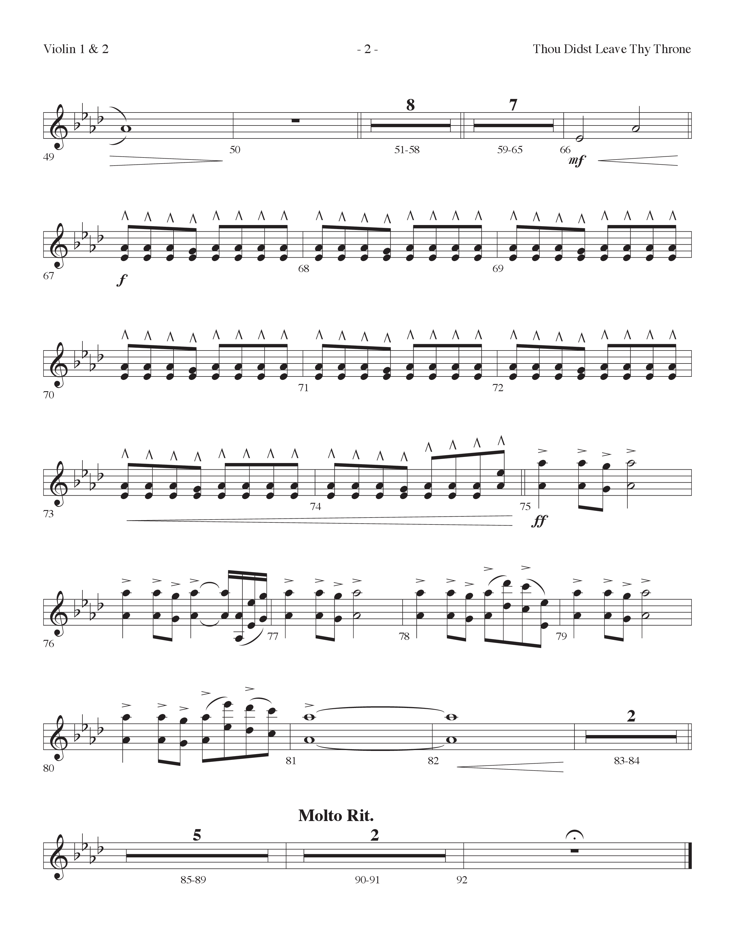 Thou Didst Leave Thy Throne (Forever Yours) (Choral Anthem SATB) Violin 1/2 (Lifeway Choral / Arr. Cliff Duren)