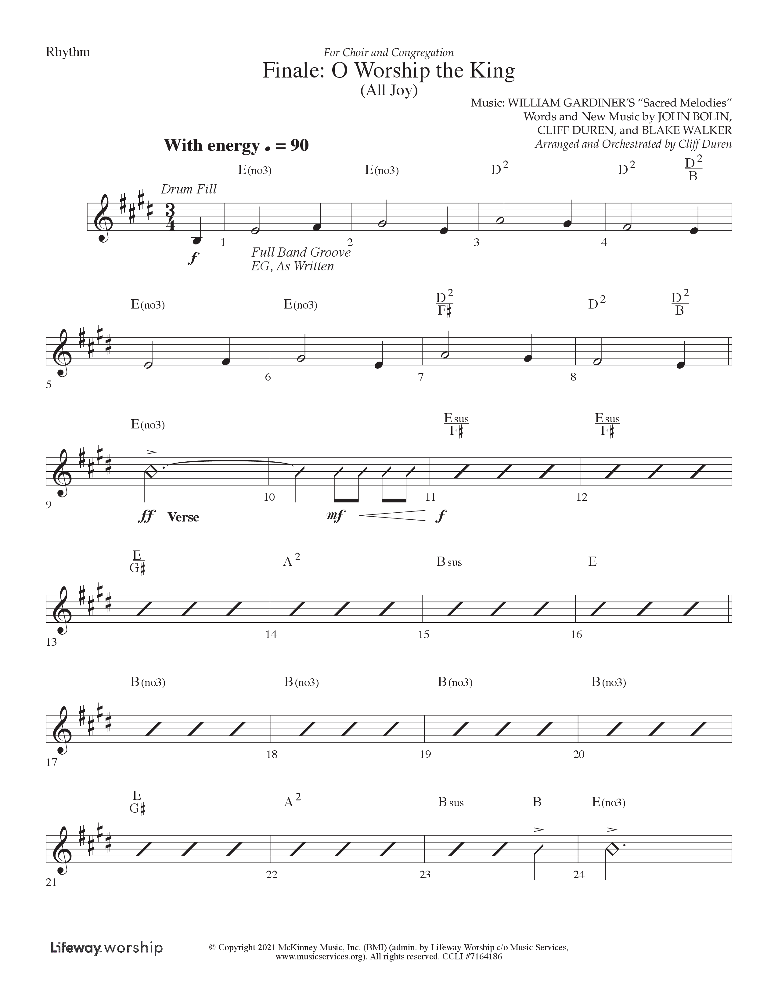 O Worship The King (All Joy) (Choral Anthem SATB) Lead Melody & Rhythm (Lifeway Choral / Arr. Cliff Duren)