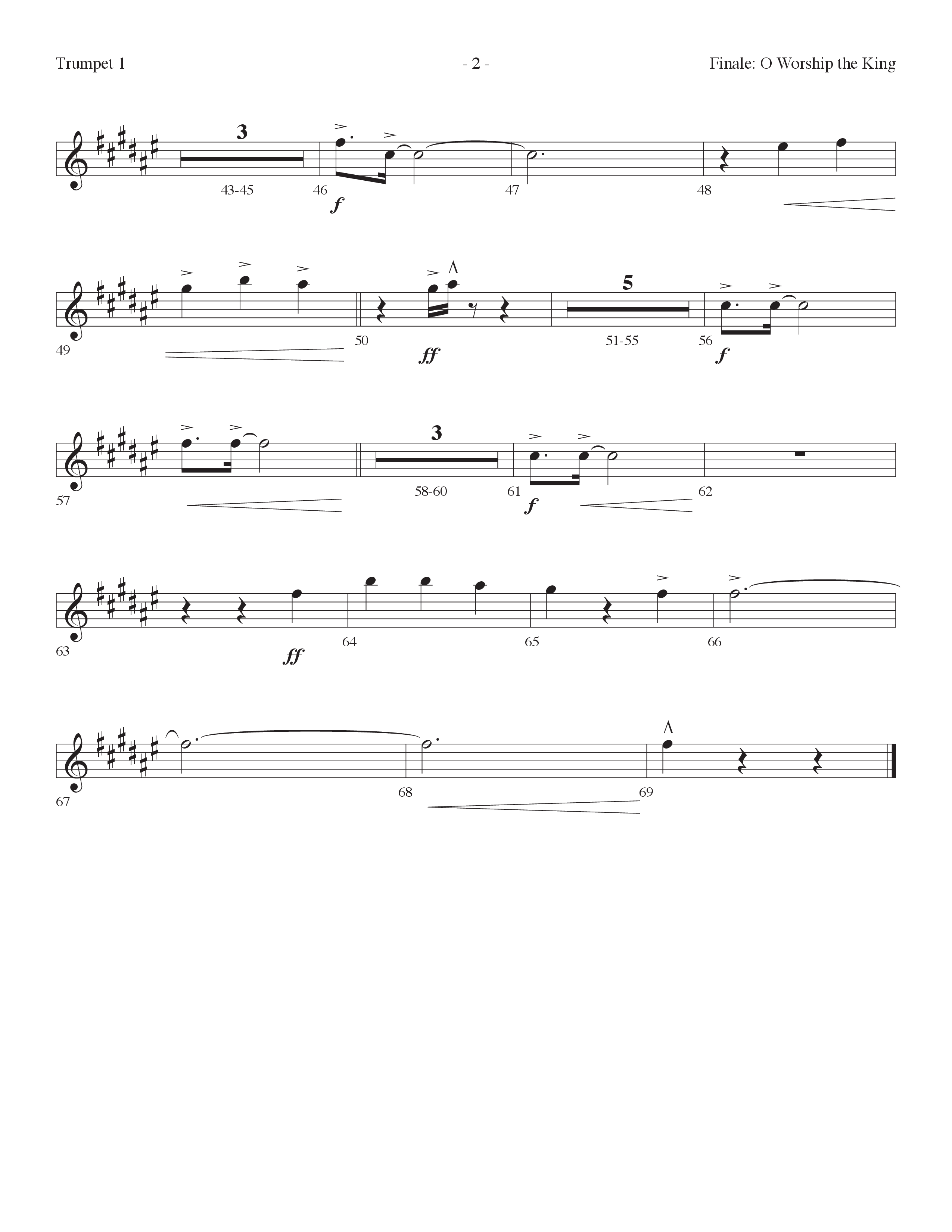 O Worship The King (All Joy) (Choral Anthem SATB) Trumpet 1 (Lifeway Choral / Arr. Cliff Duren)