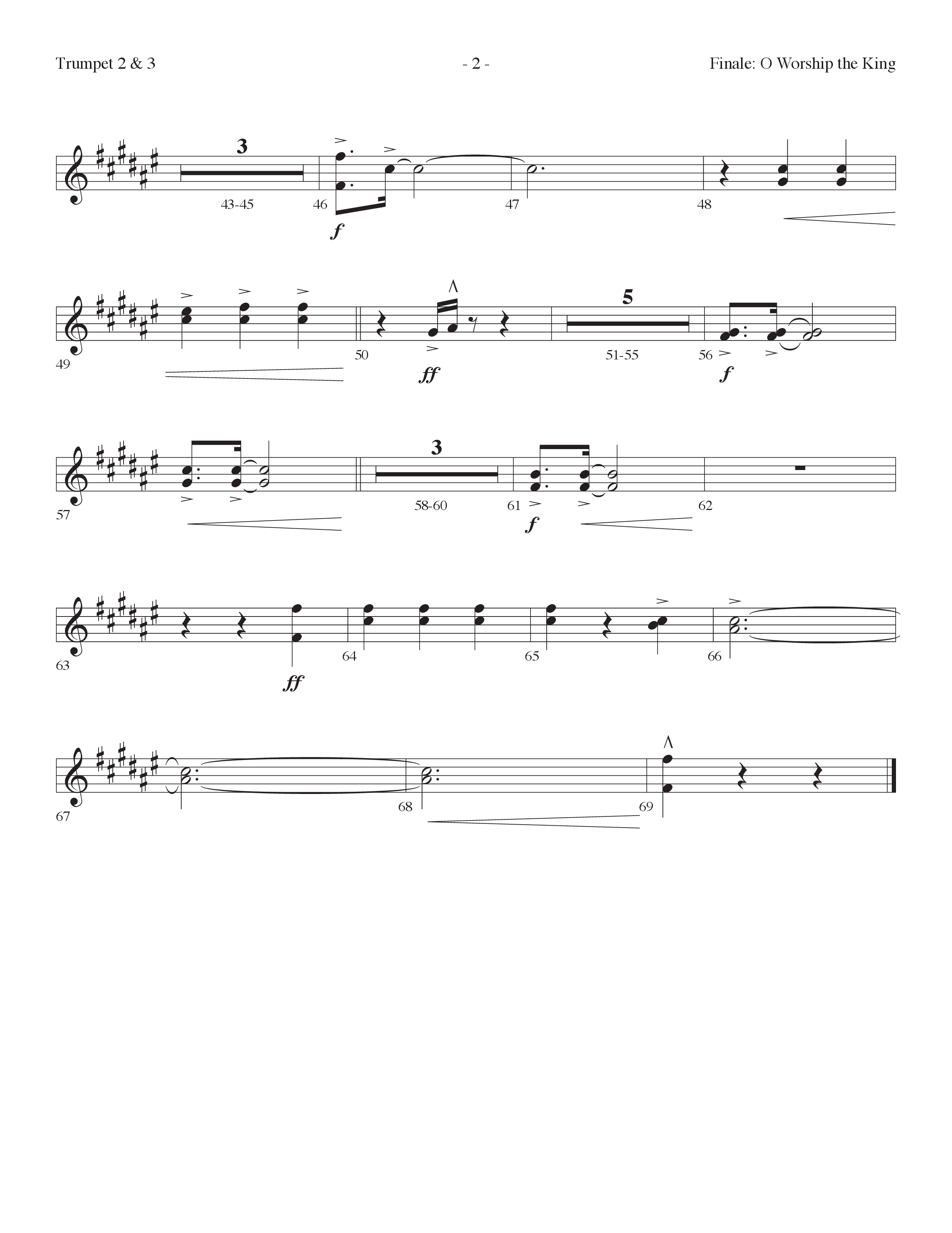 O Worship The King (All Joy) (Choral Anthem SATB) Trumpet 2/3 (Lifeway Choral / Arr. Cliff Duren)