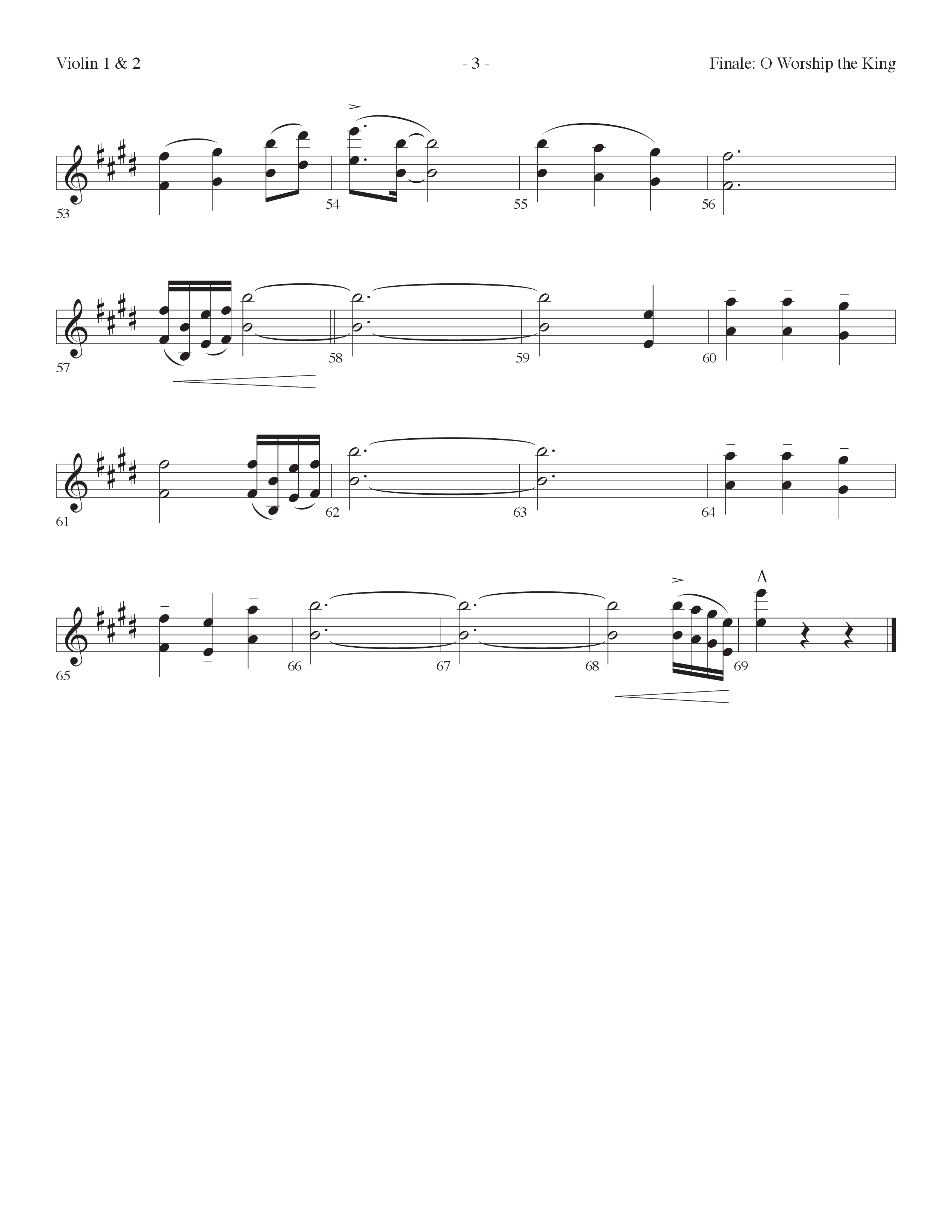 O Worship The King (All Joy) (Choral Anthem SATB) Violin 1/2 (Lifeway Choral / Arr. Cliff Duren)