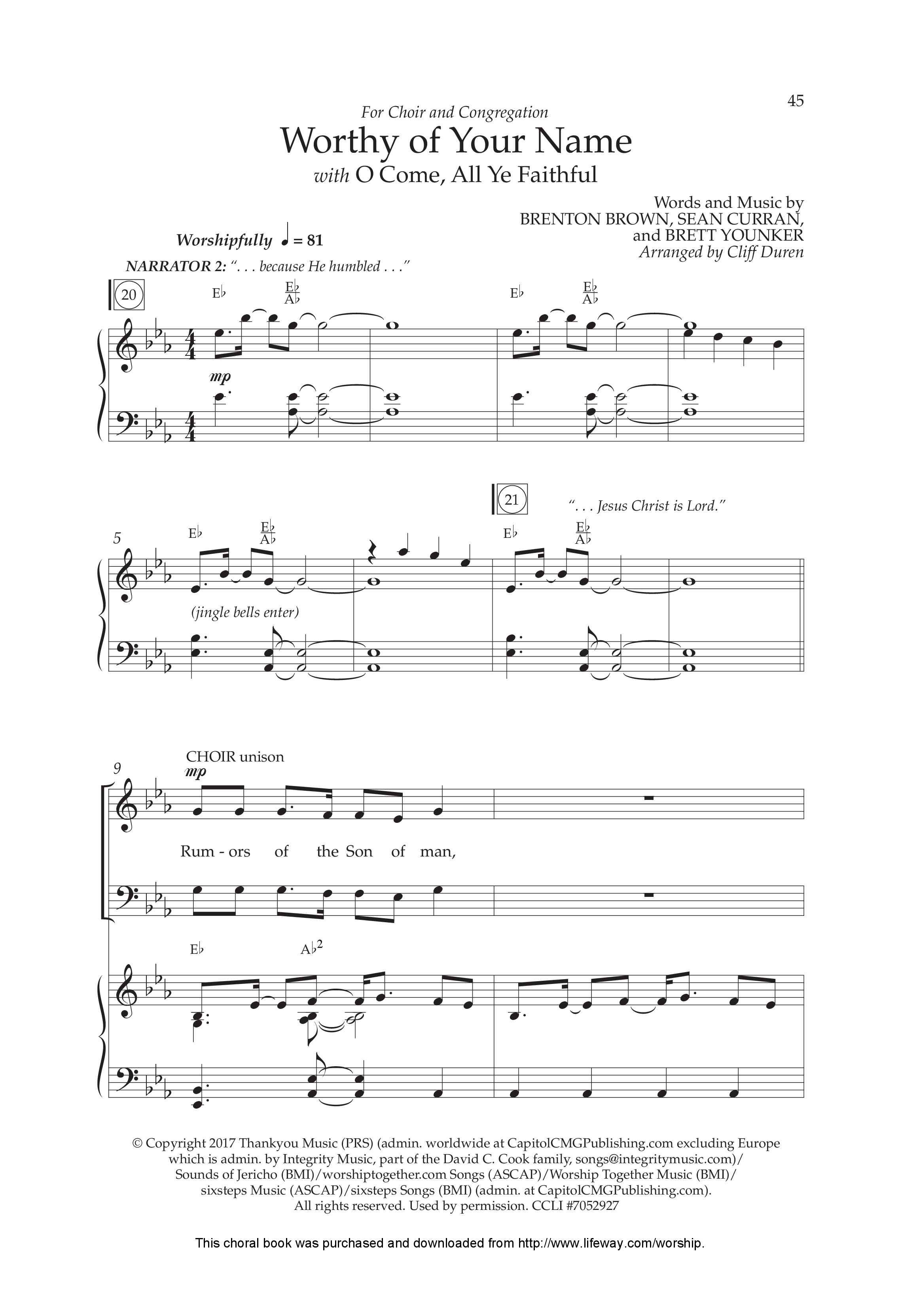 Worthy Of Your Name (Choral Anthem SATB) Anthem (SATB/Piano) (Lifeway Choral / Arr. Cliff Duren)
