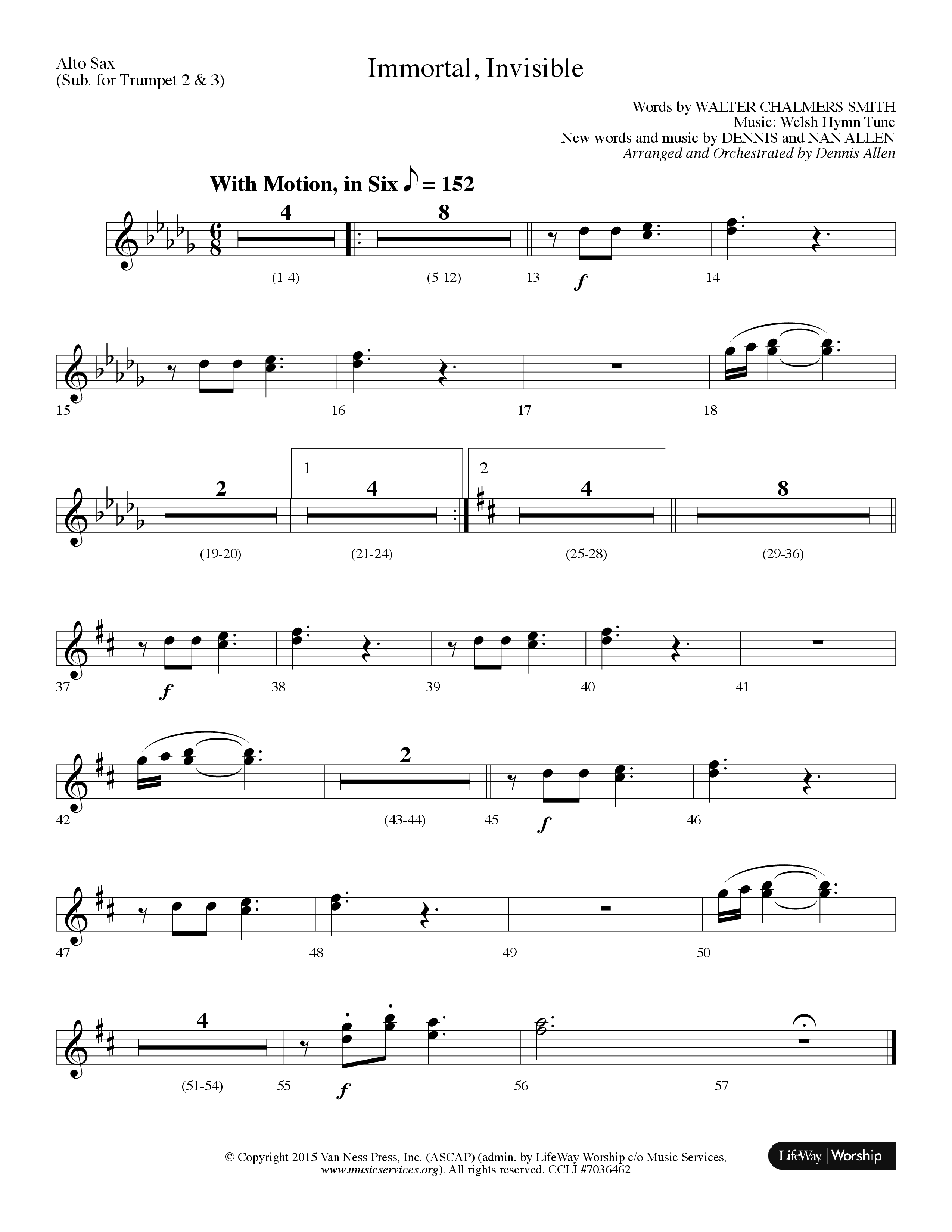Immortal Invisible (Choral Anthem SATB) Alto Sax (Lifeway Choral / Arr. Dennis Allen)