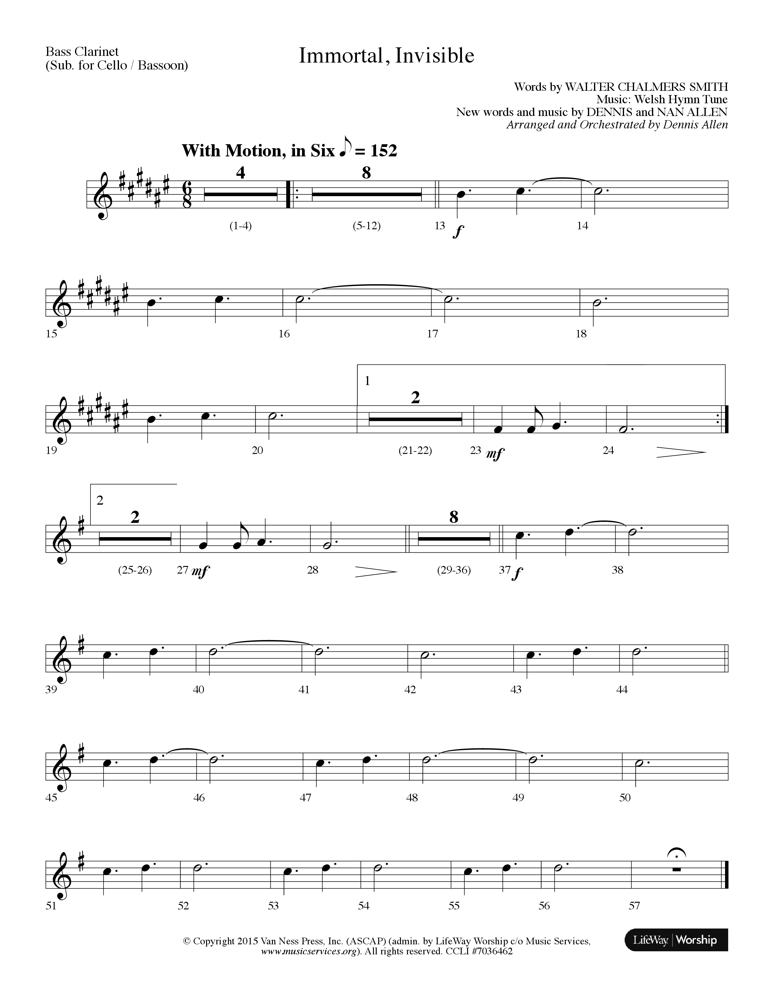 Immortal Invisible (Choral Anthem SATB) Bass Clarinet (Lifeway Choral / Arr. Dennis Allen)