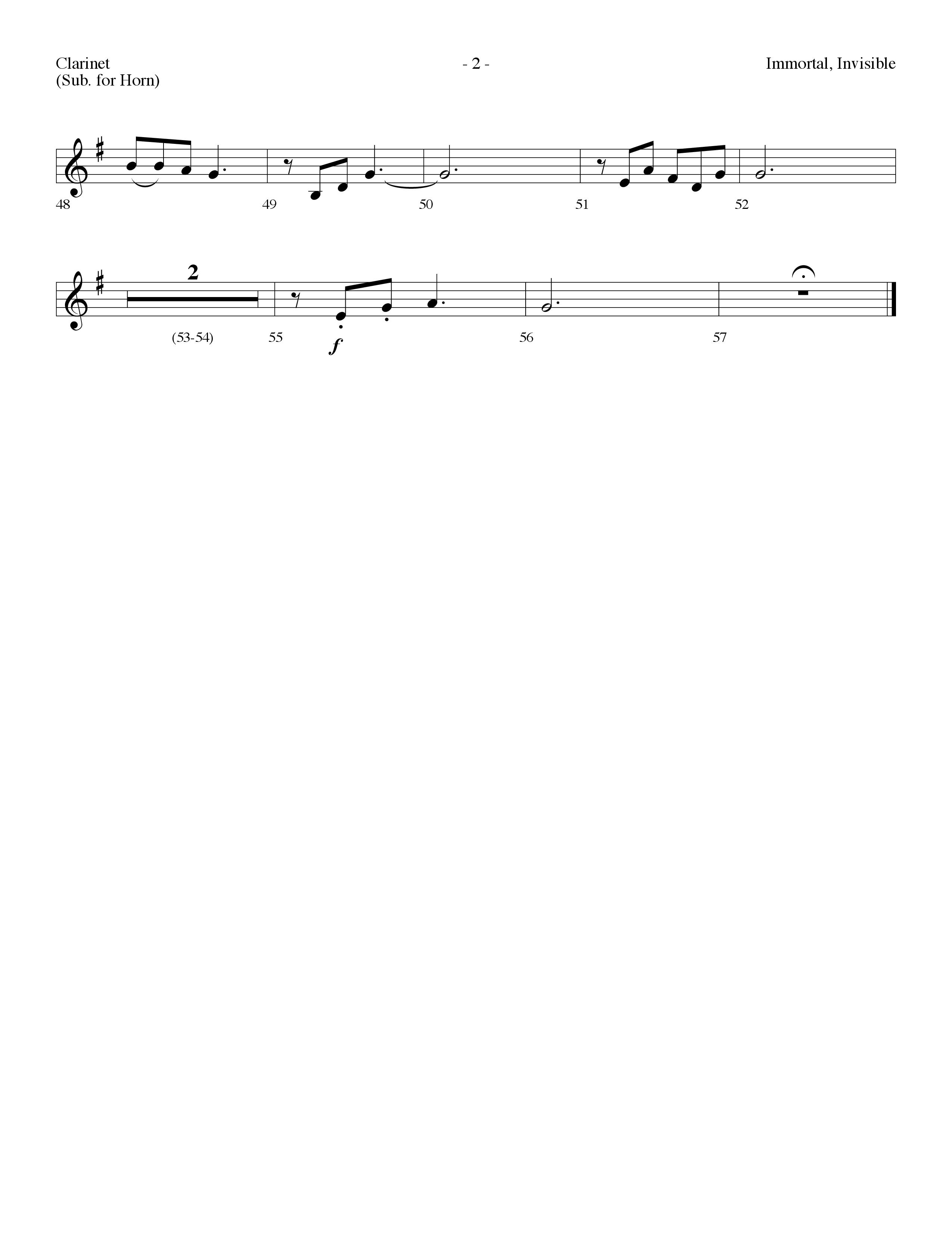 Immortal Invisible (Choral Anthem SATB) Clarinet (Lifeway Choral / Arr. Dennis Allen)