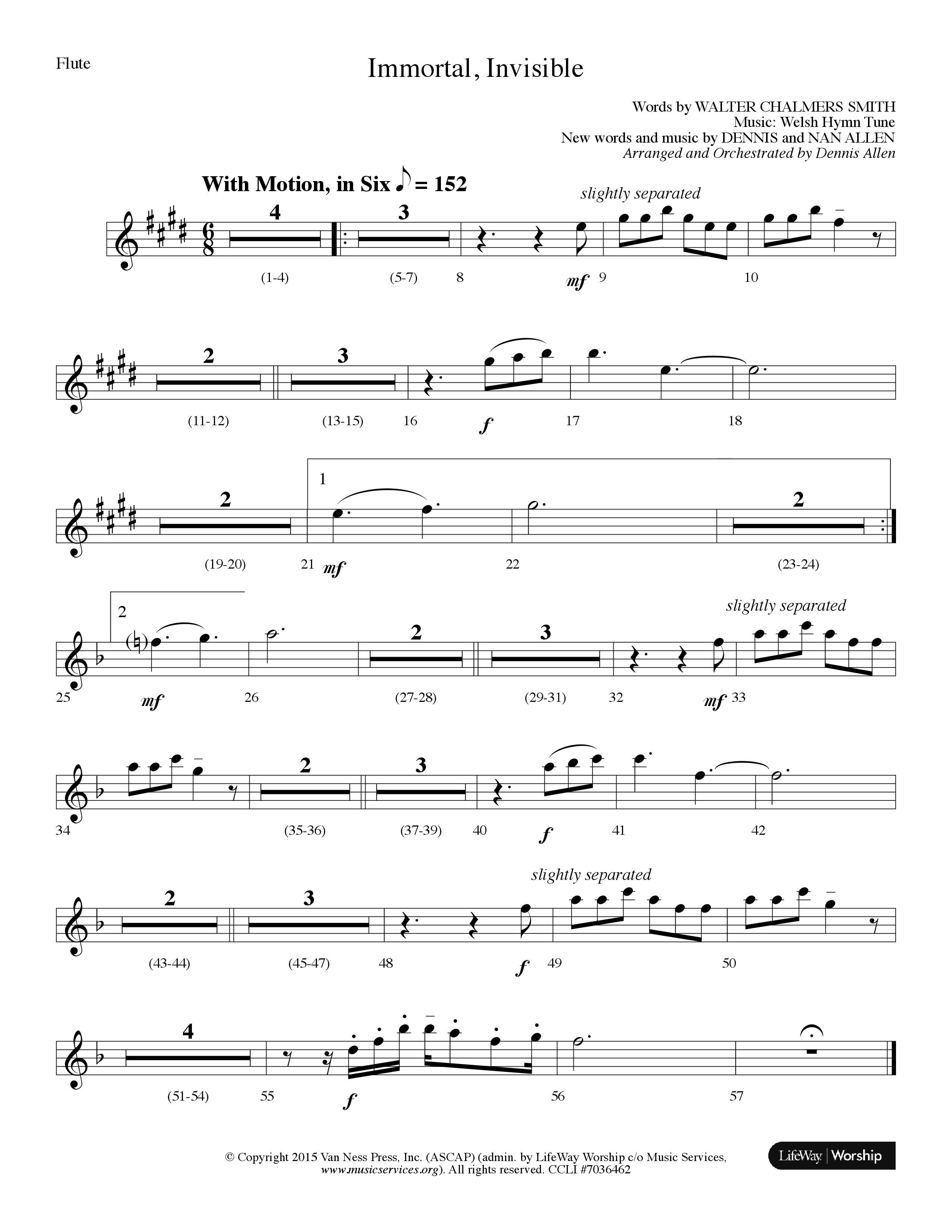 Immortal Invisible (Choral Anthem SATB) Flute (Lifeway Choral / Arr. Dennis Allen)