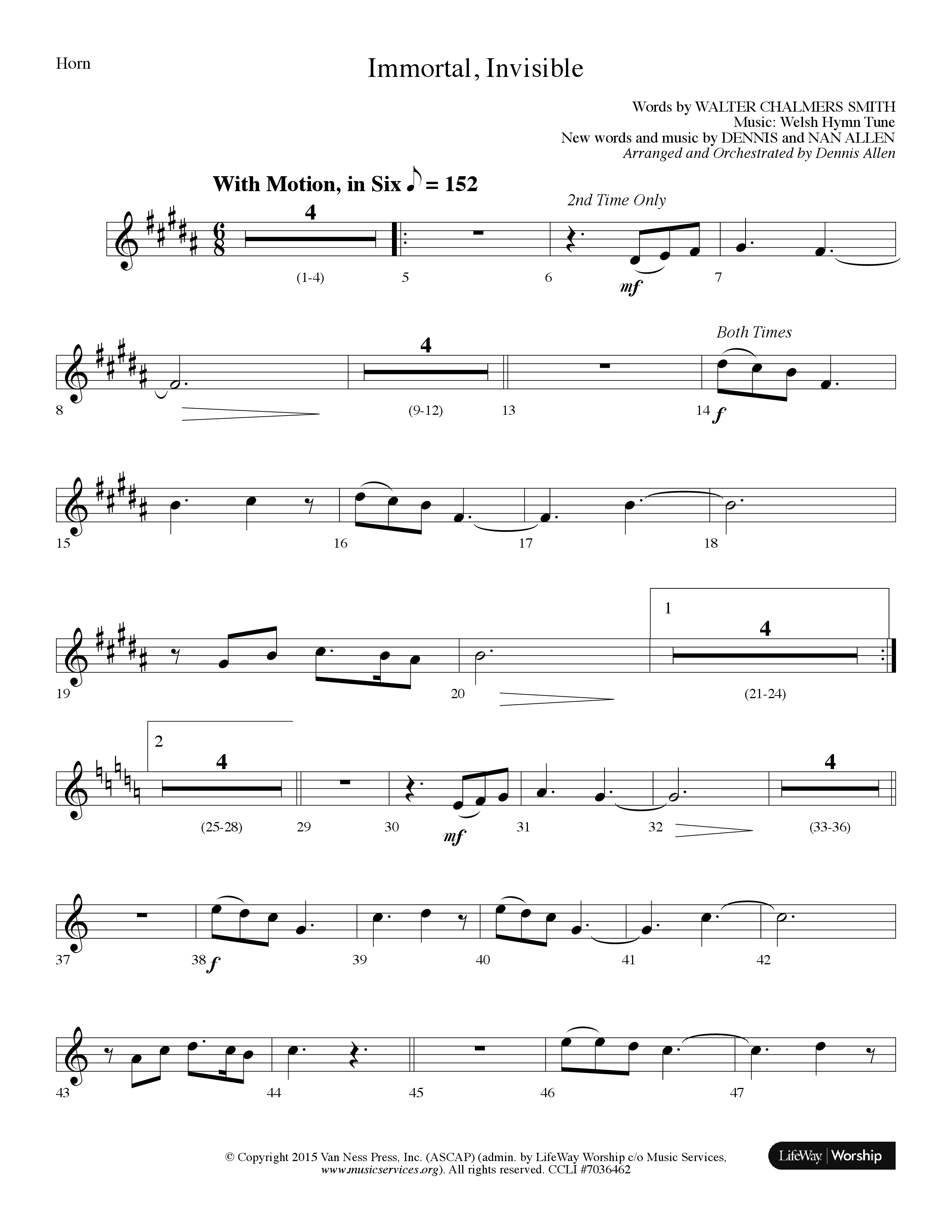 Immortal Invisible (Choral Anthem SATB) French Horn (Lifeway Choral / Arr. Dennis Allen)