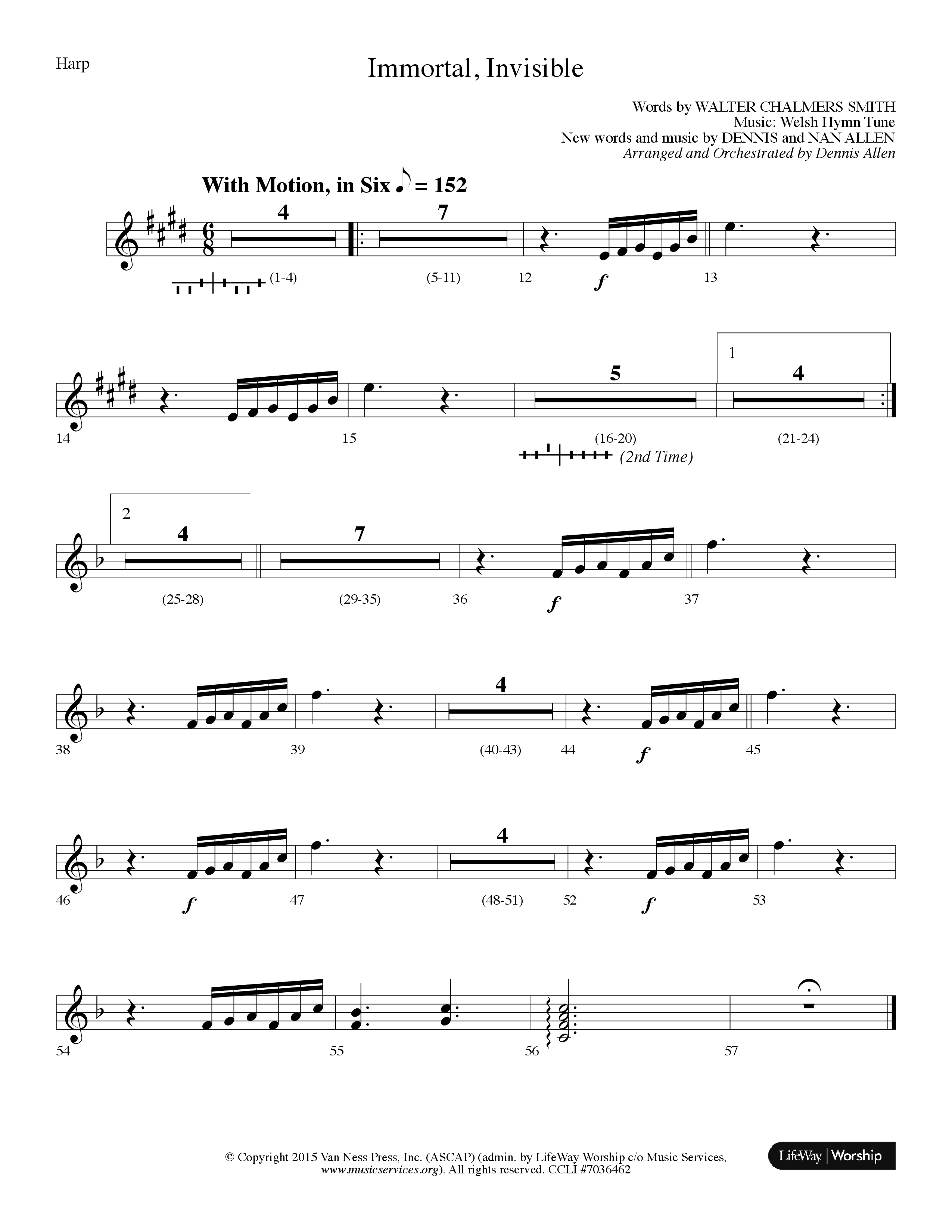 Immortal Invisible (Choral Anthem SATB) Harp (Lifeway Choral / Arr. Dennis Allen)