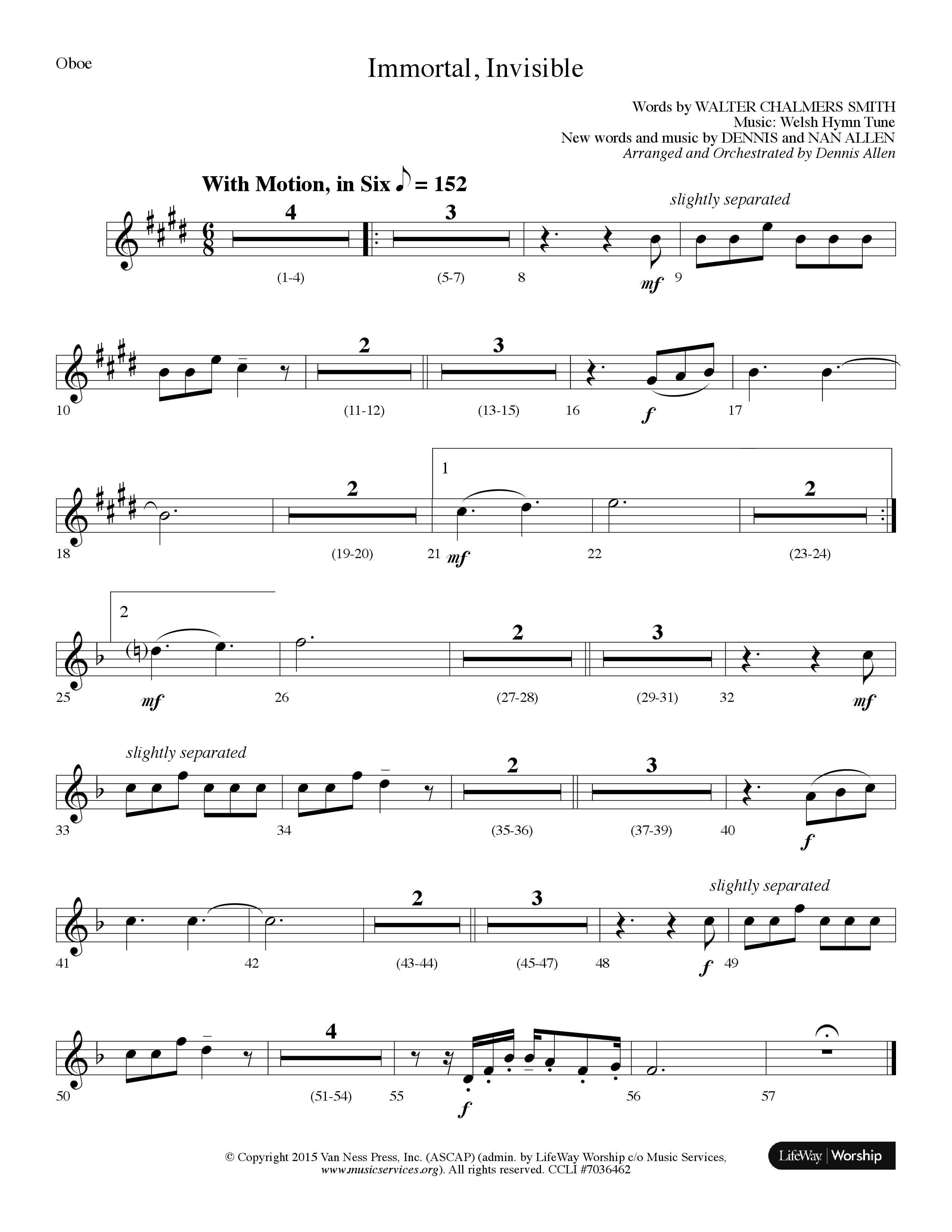 Immortal Invisible (Choral Anthem SATB) Oboe (Lifeway Choral / Arr. Dennis Allen)