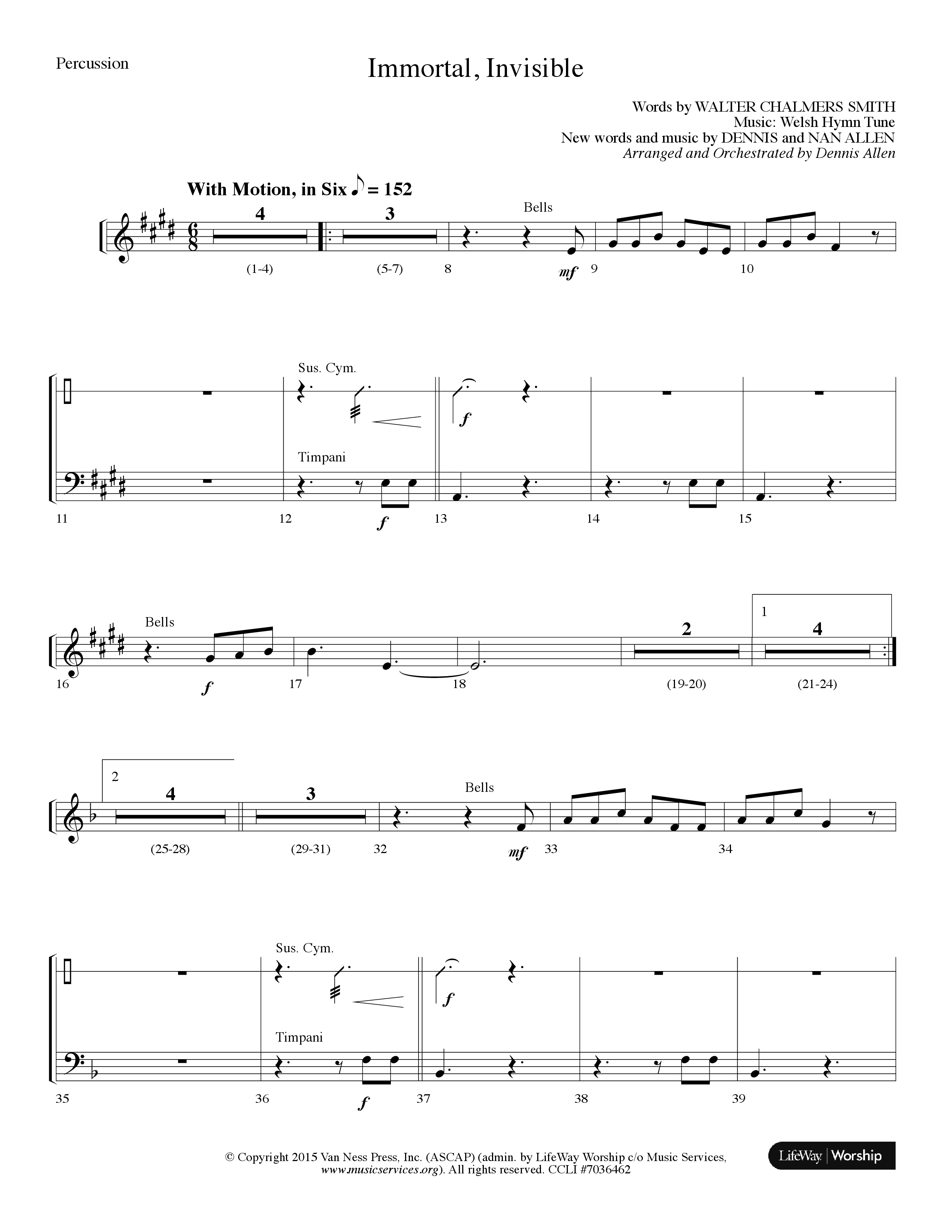 Immortal Invisible (Choral Anthem SATB) Percussion (Lifeway Choral / Arr. Dennis Allen)