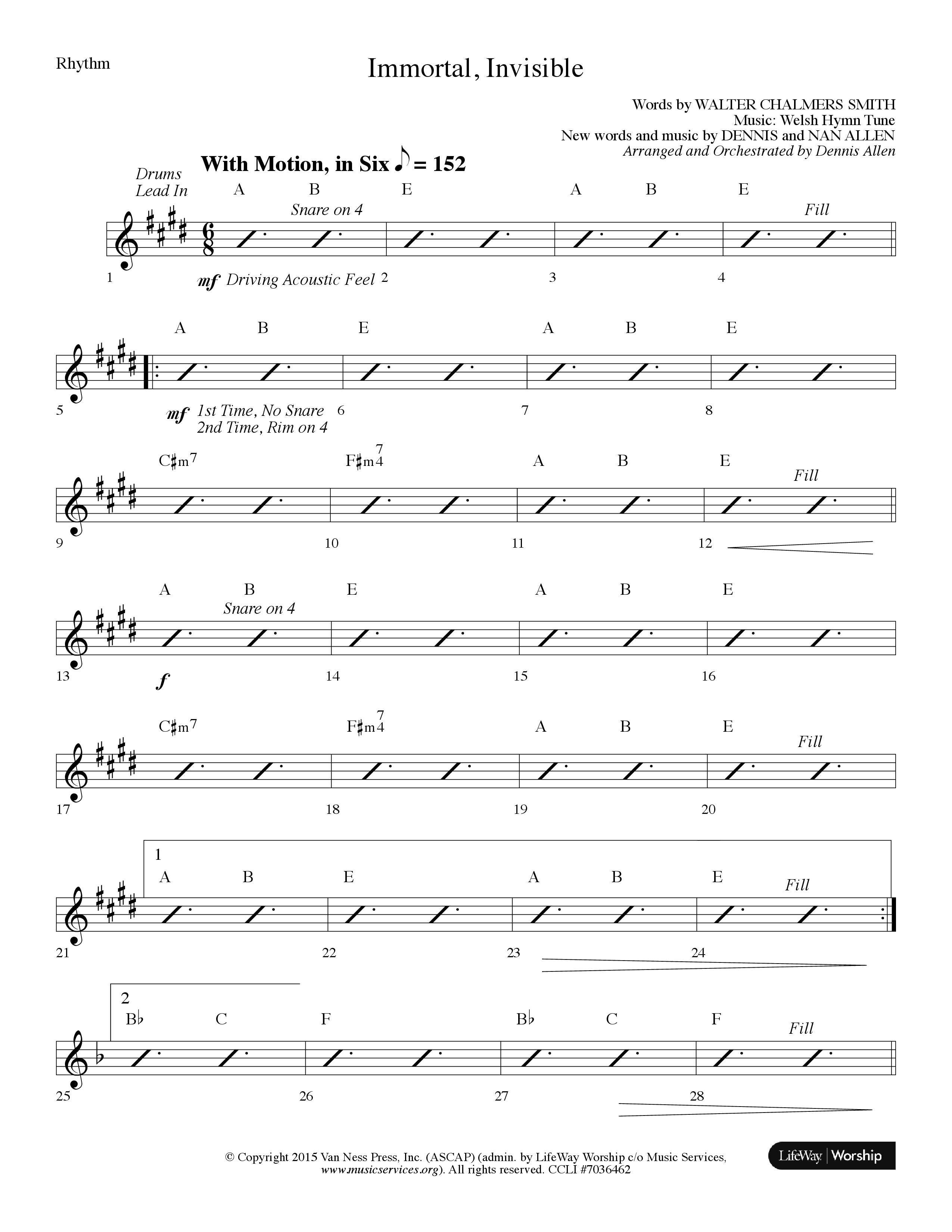Immortal Invisible (Choral Anthem SATB) Rhythm Chart (Lifeway Choral / Arr. Dennis Allen)