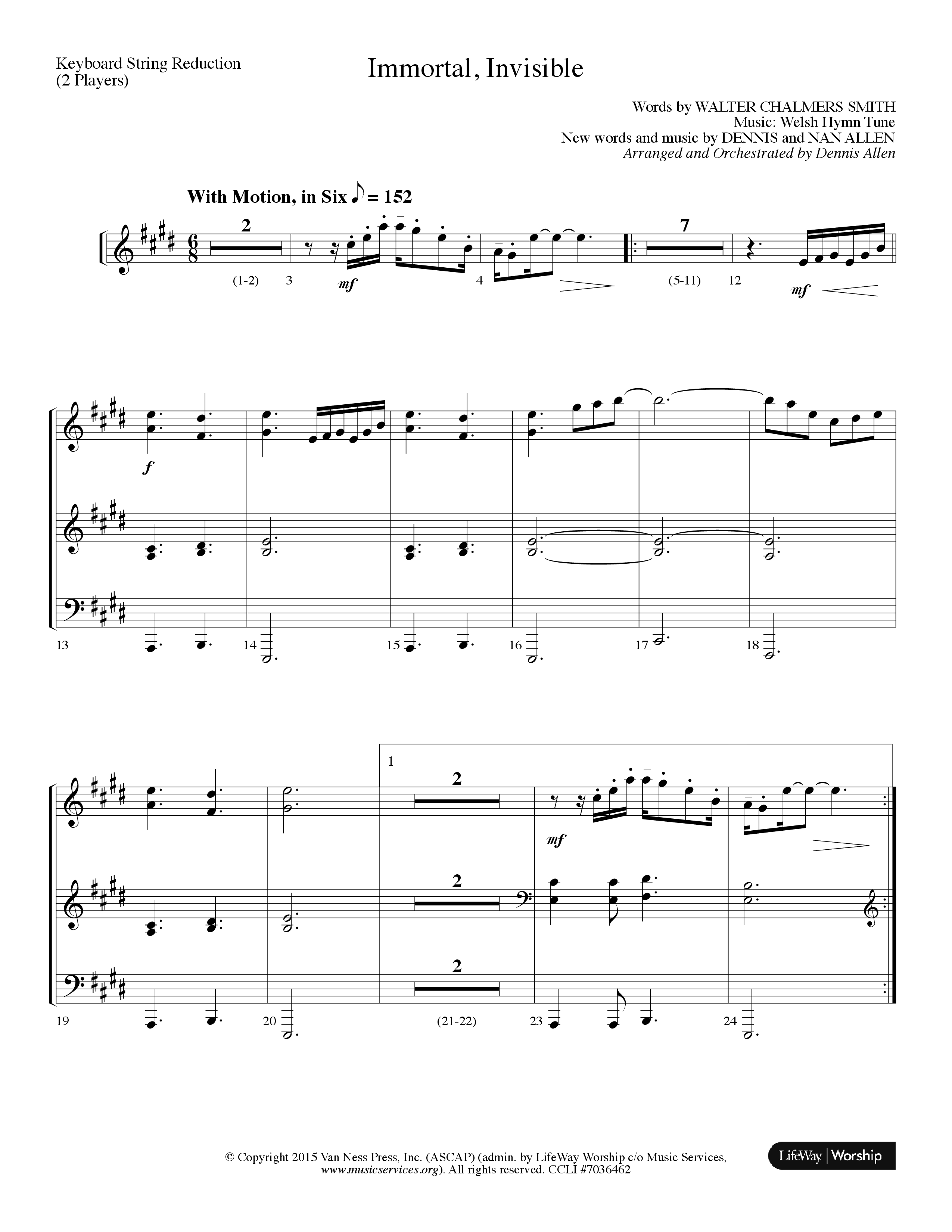 Immortal Invisible (Choral Anthem SATB) String Reduction (Lifeway Choral / Arr. Dennis Allen)