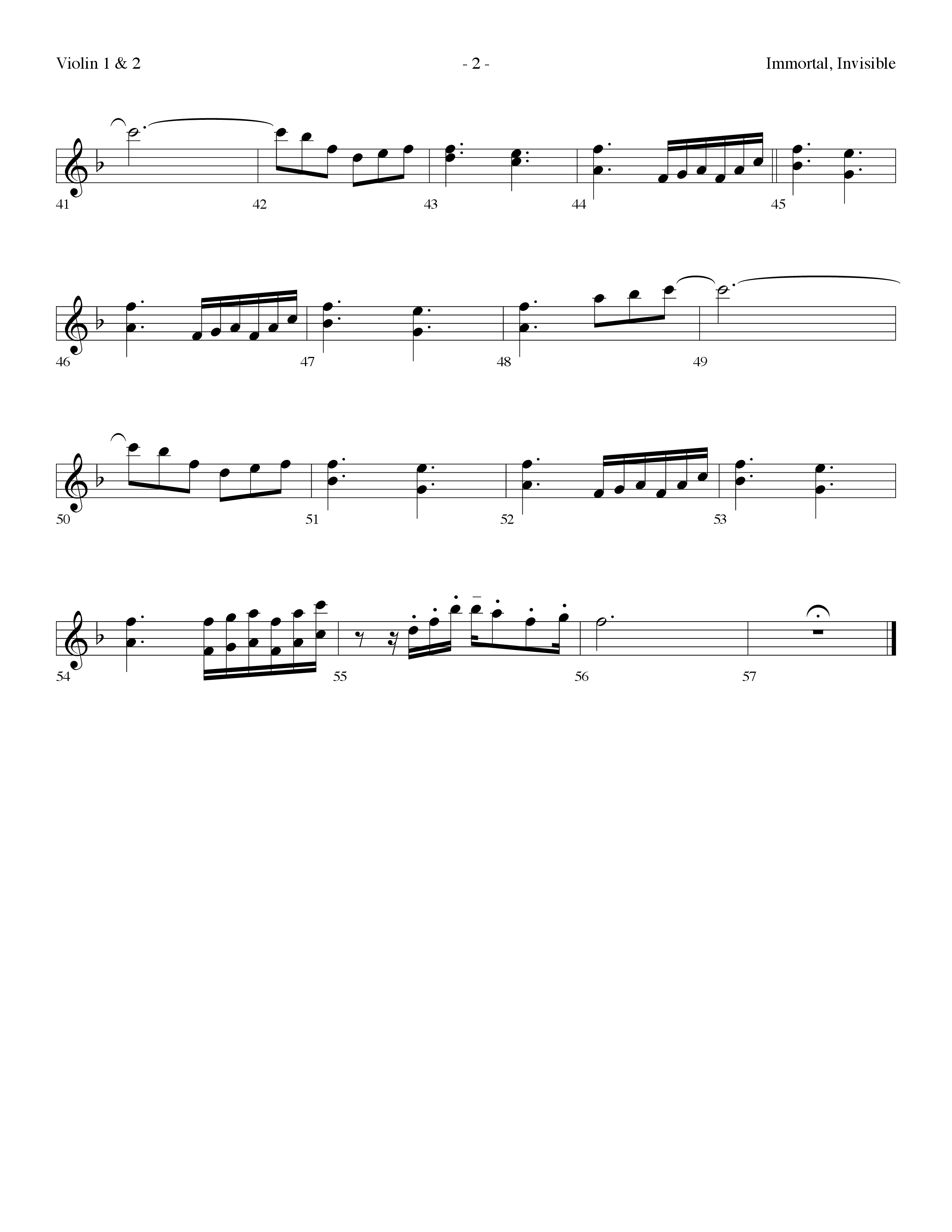 Immortal Invisible (Choral Anthem SATB) Violin 1/2 (Lifeway Choral / Arr. Dennis Allen)