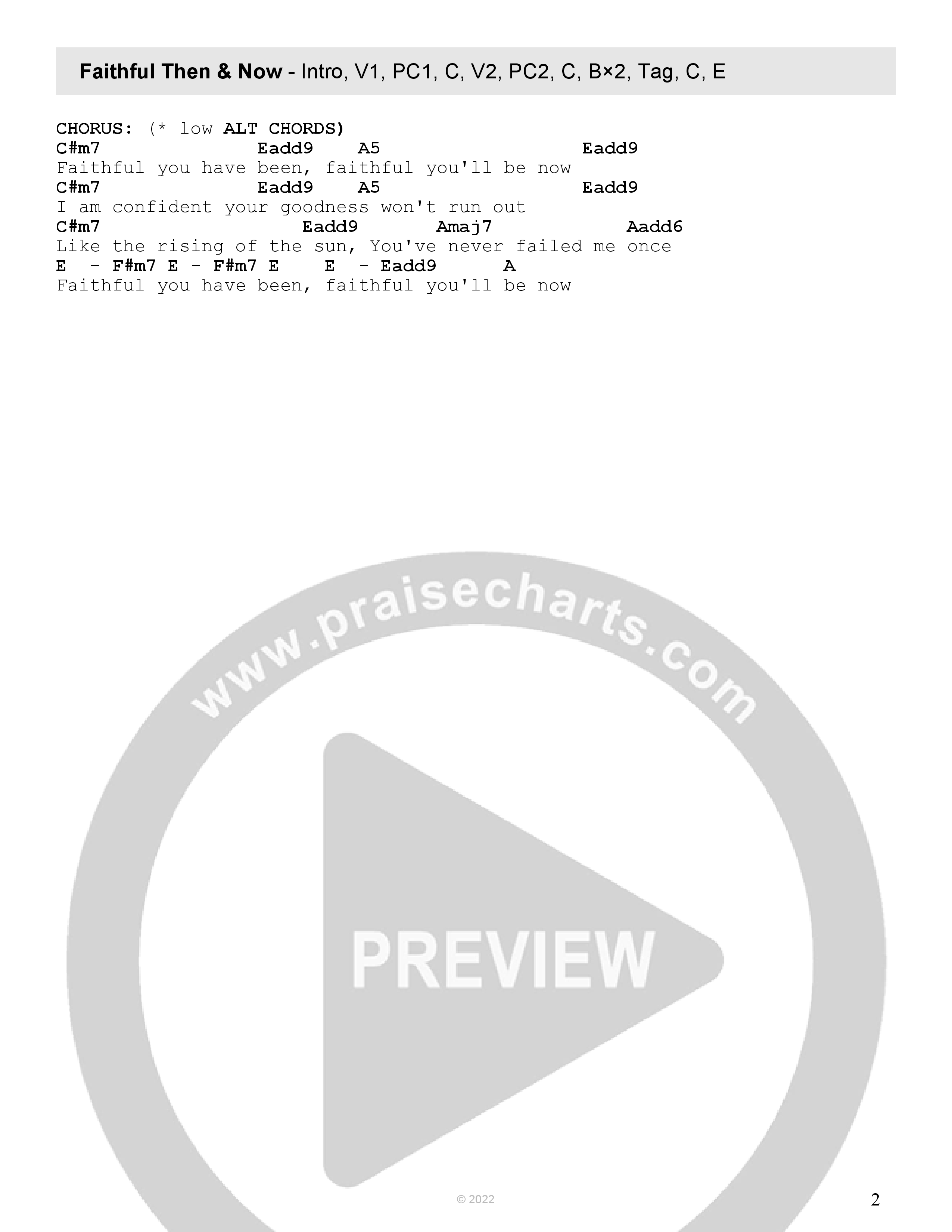 Faithful Then & Now Chord Chart (Seacoast / Caroline Faith)