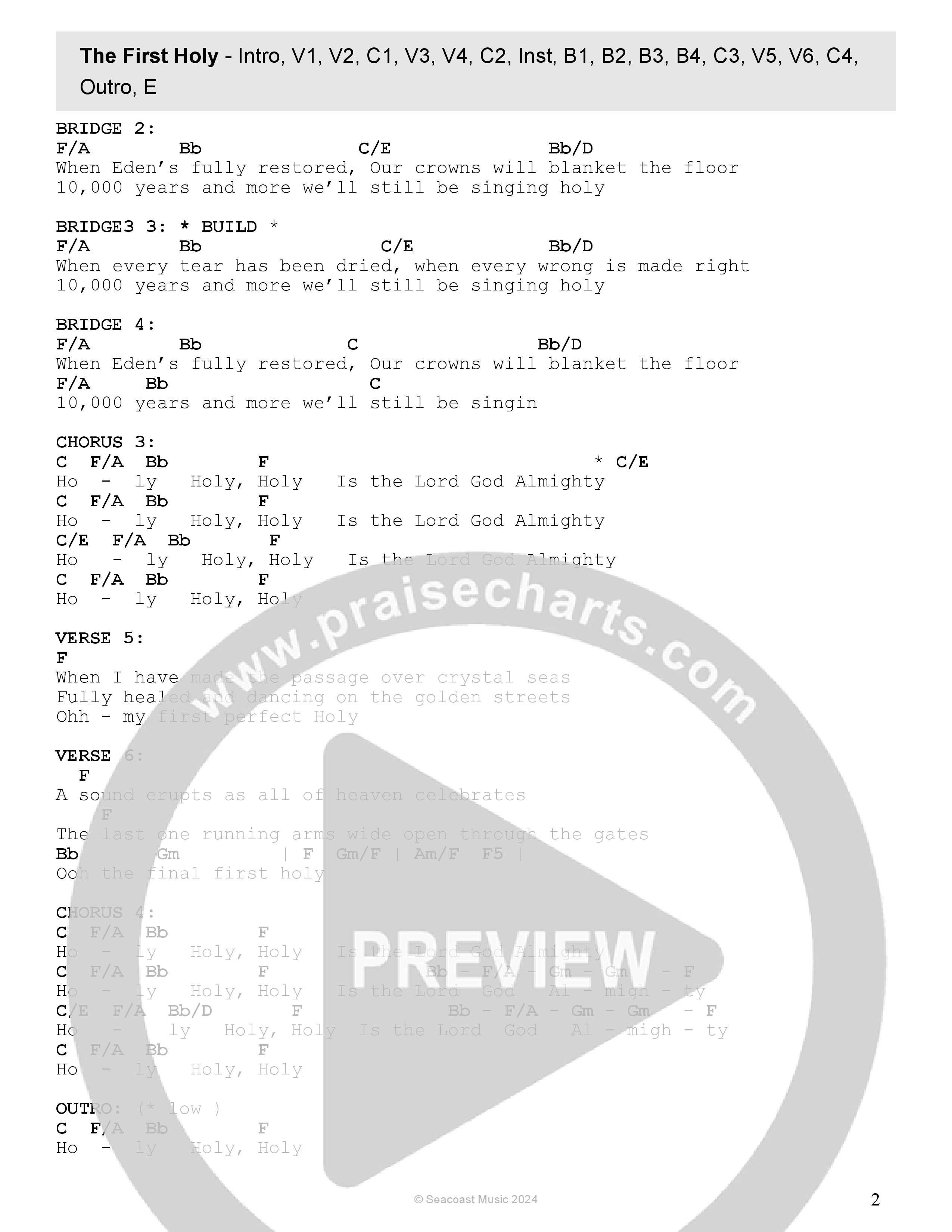 The First Holy Chord Chart (Seacoast / Caroline Faith)