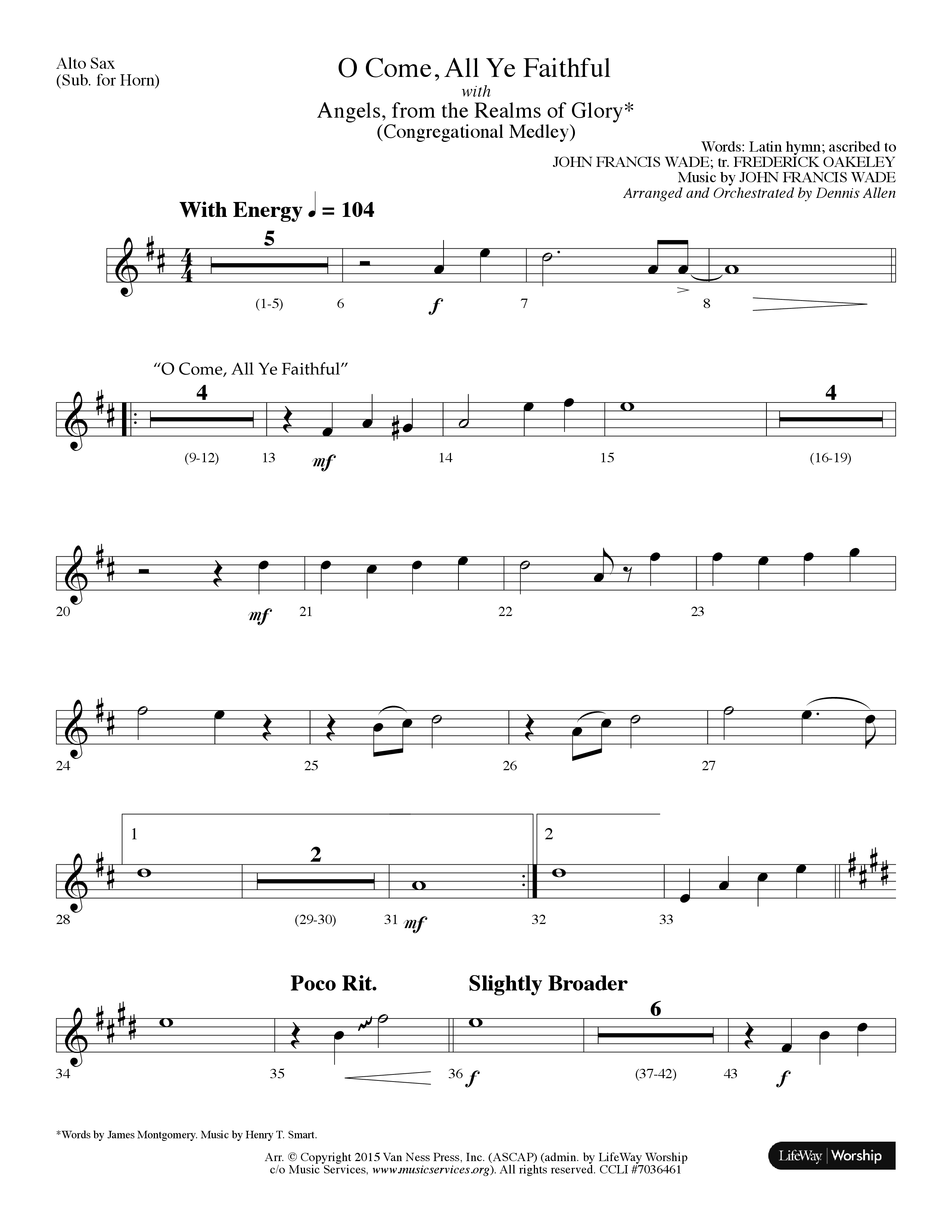 O Come All Ye Faithful (with  Angels From The Realms Of Glory) (Choral Anthem SATB) Alto Sax (Lifeway Choral / Arr. Dennis Allen)