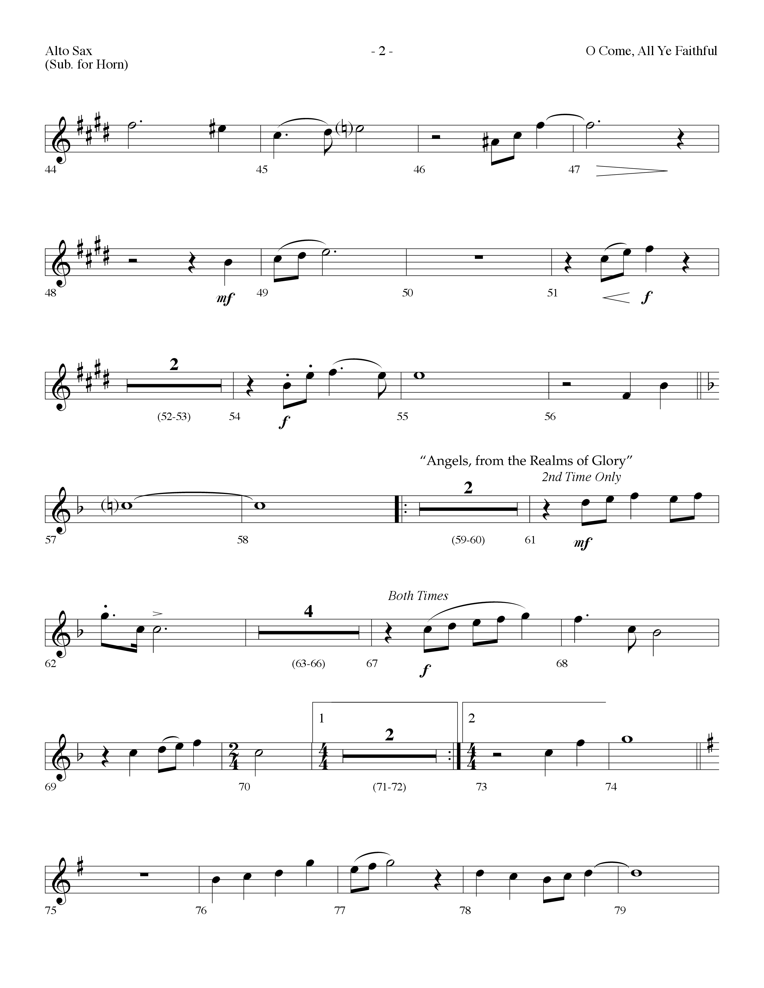 O Come All Ye Faithful (with  Angels From The Realms Of Glory) (Choral Anthem SATB) Alto Sax (Lifeway Choral / Arr. Dennis Allen)