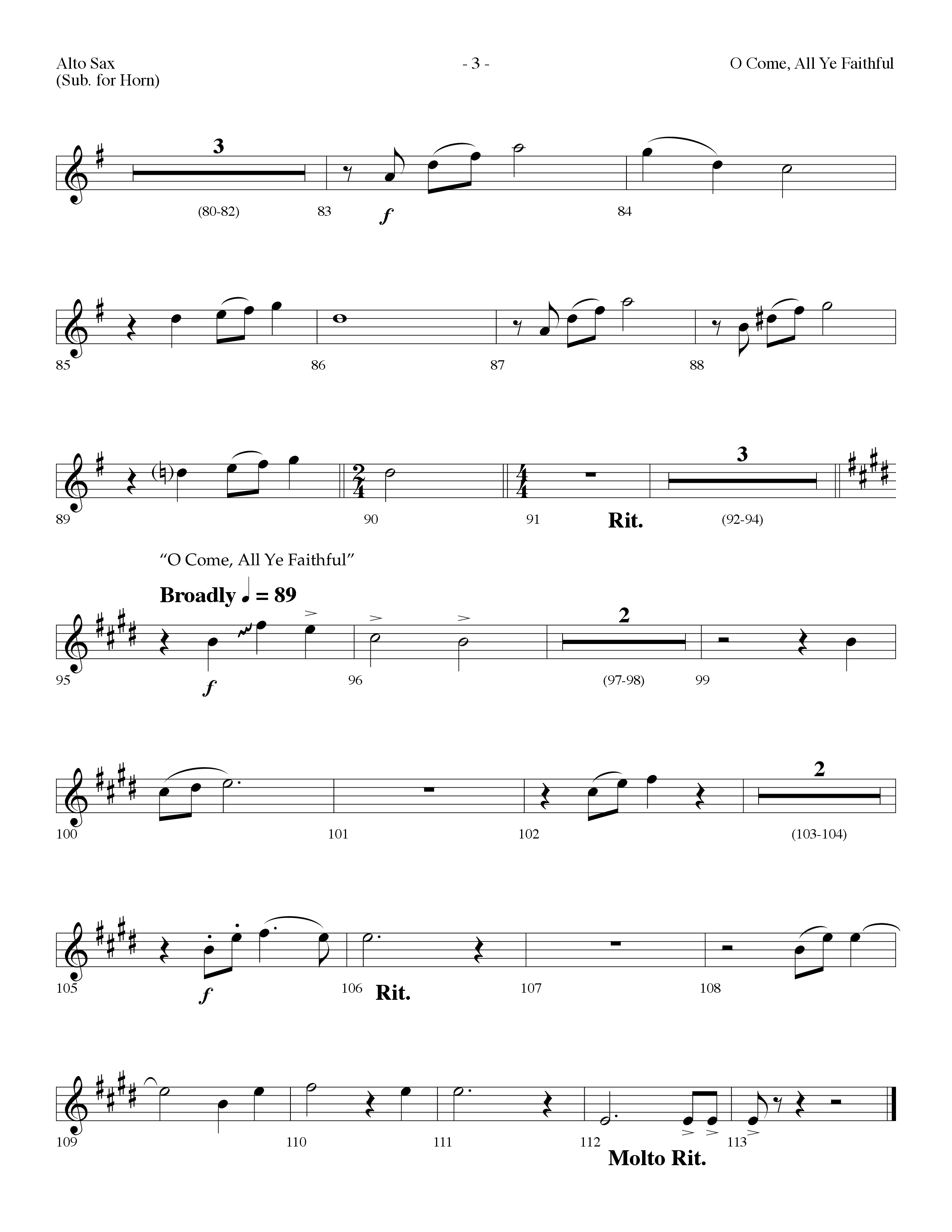 O Come All Ye Faithful (with  Angels From The Realms Of Glory) (Choral Anthem SATB) Alto Sax (Lifeway Choral / Arr. Dennis Allen)