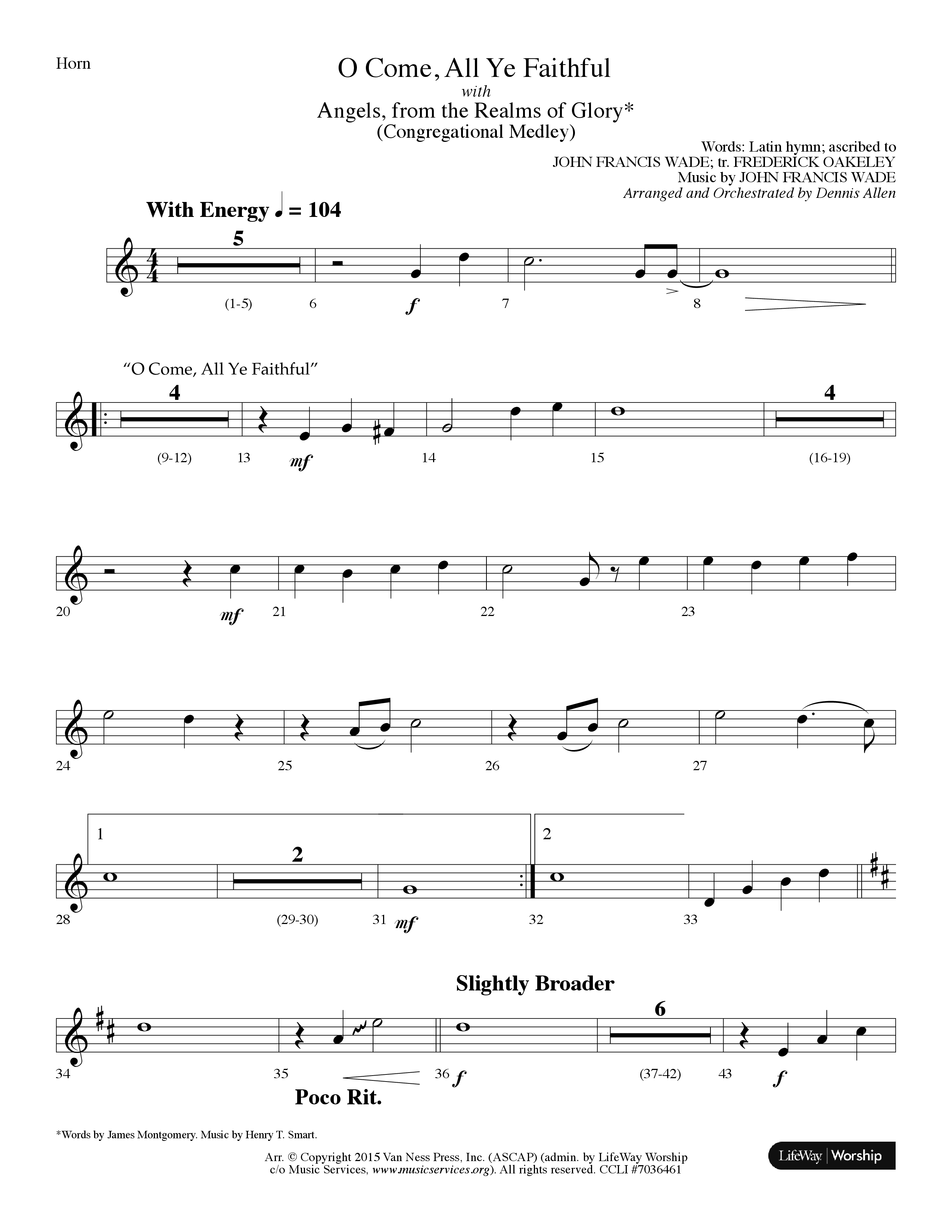 O Come All Ye Faithful (with  Angels From The Realms Of Glory) (Choral Anthem SATB) French Horn (Lifeway Choral / Arr. Dennis Allen)